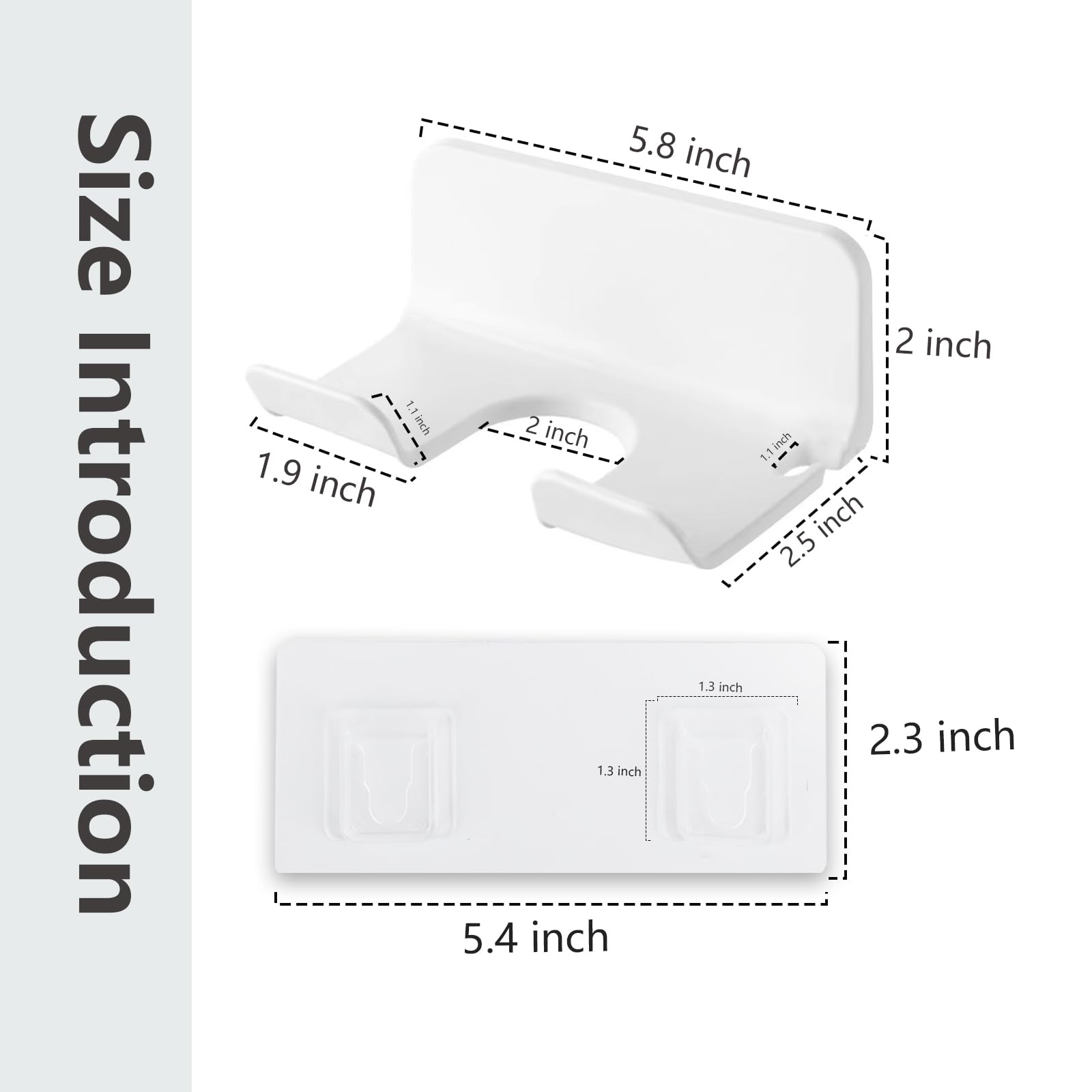 Universal White Hair Dryer Holder Wall Mounted - Self Adhesive Blow Dryer Rack with Plug & Cord Organizer - Space Saving Bathroom, Bedroom & Cabinet Storage Solution (1 Pack, White) - Perfect for Small Spaces & Clutter-Free Organization