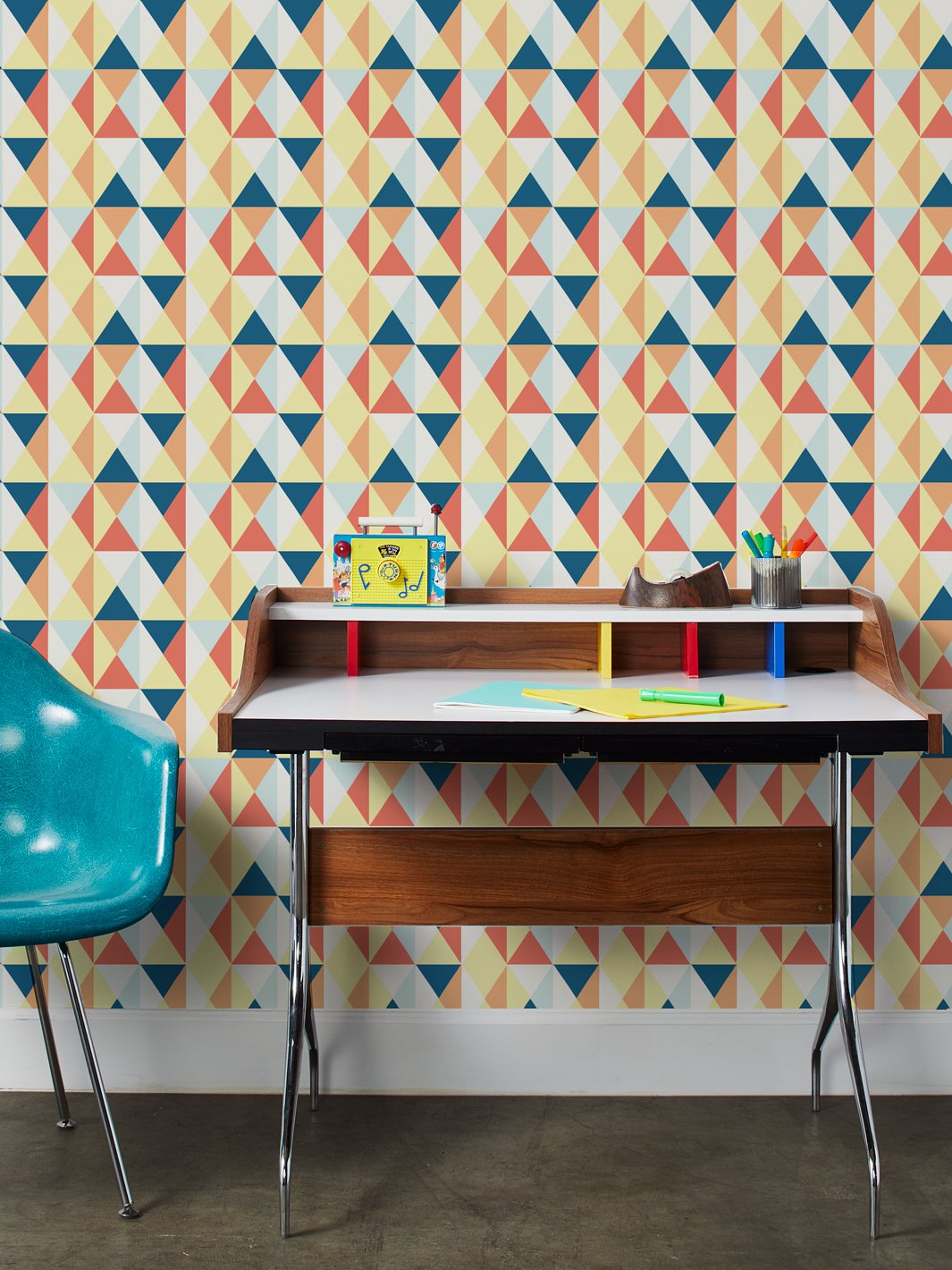 Fisher Price™ Geo Orange Peel & Stick Wallpaper - Easy DIY Removable Wallpaper for Kids' Rooms, Playrooms & Nursery Decor