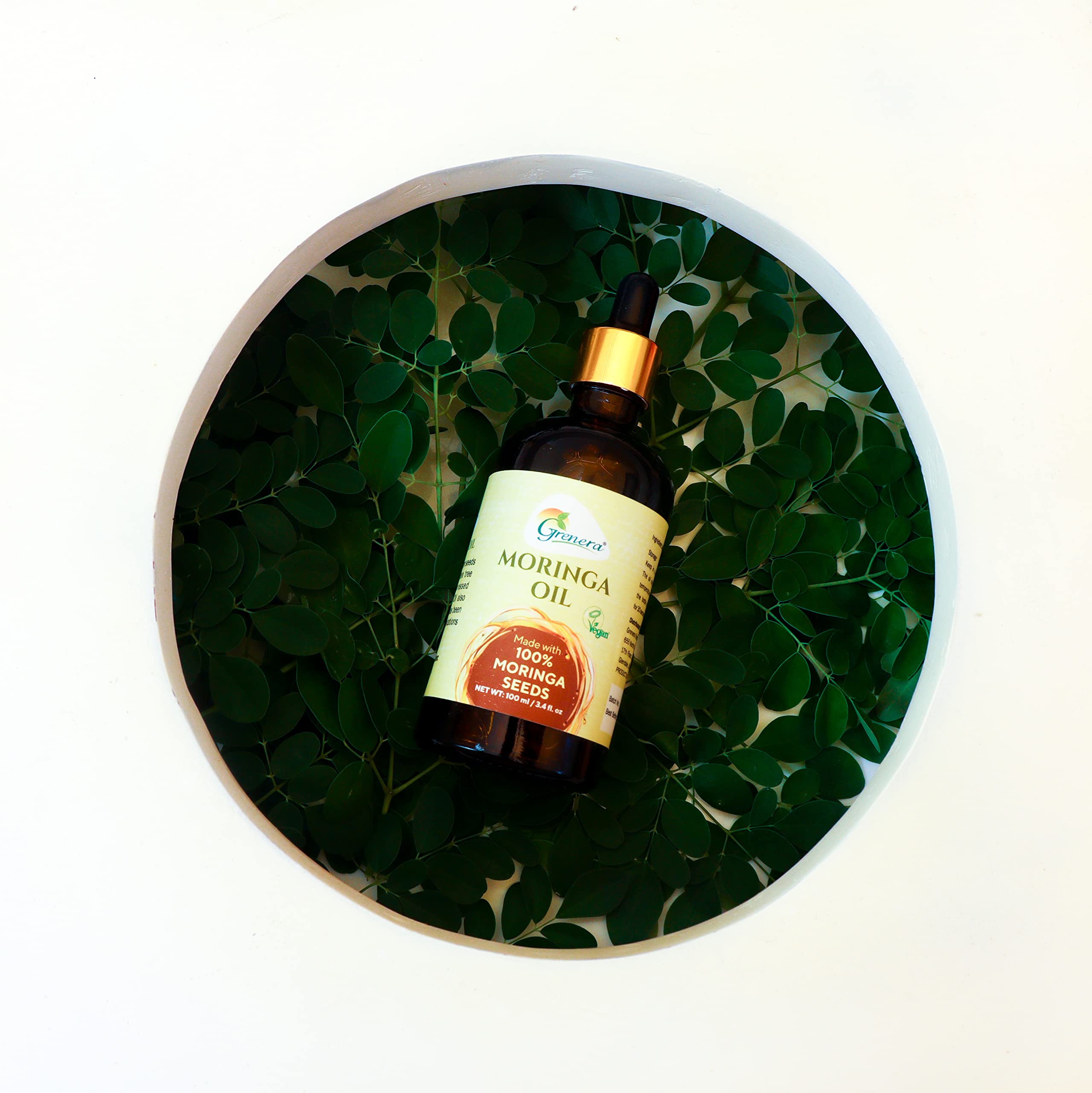 Grenera 100% Pure Cold Pressed Moringa Oil - 100ml Extra Virgin for Hair Growth, Skin Care & Anti-Aging | Natural Moisturizer for Face, Body & Scalp | Organic Carrier Oil for Massage, Aromatherapy & DIY Beauty