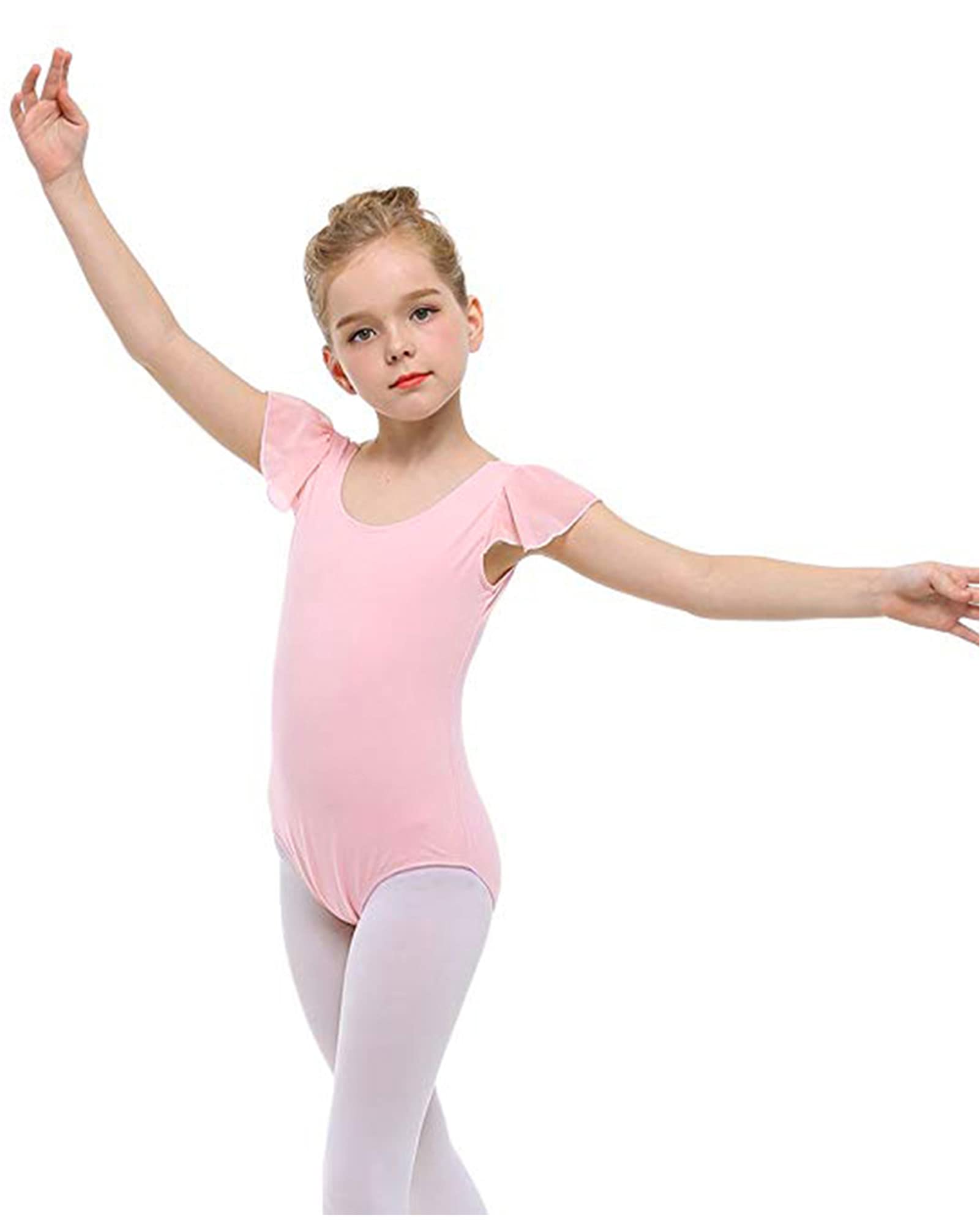 Stelle Girls Ballet Leotard - Black Ruffle Sleeve Dance Leotard for Toddler & Kids - Gymnastics & Ballet Performance Outfit - Perfect for Dance Class, Recitals & Competition Wear
