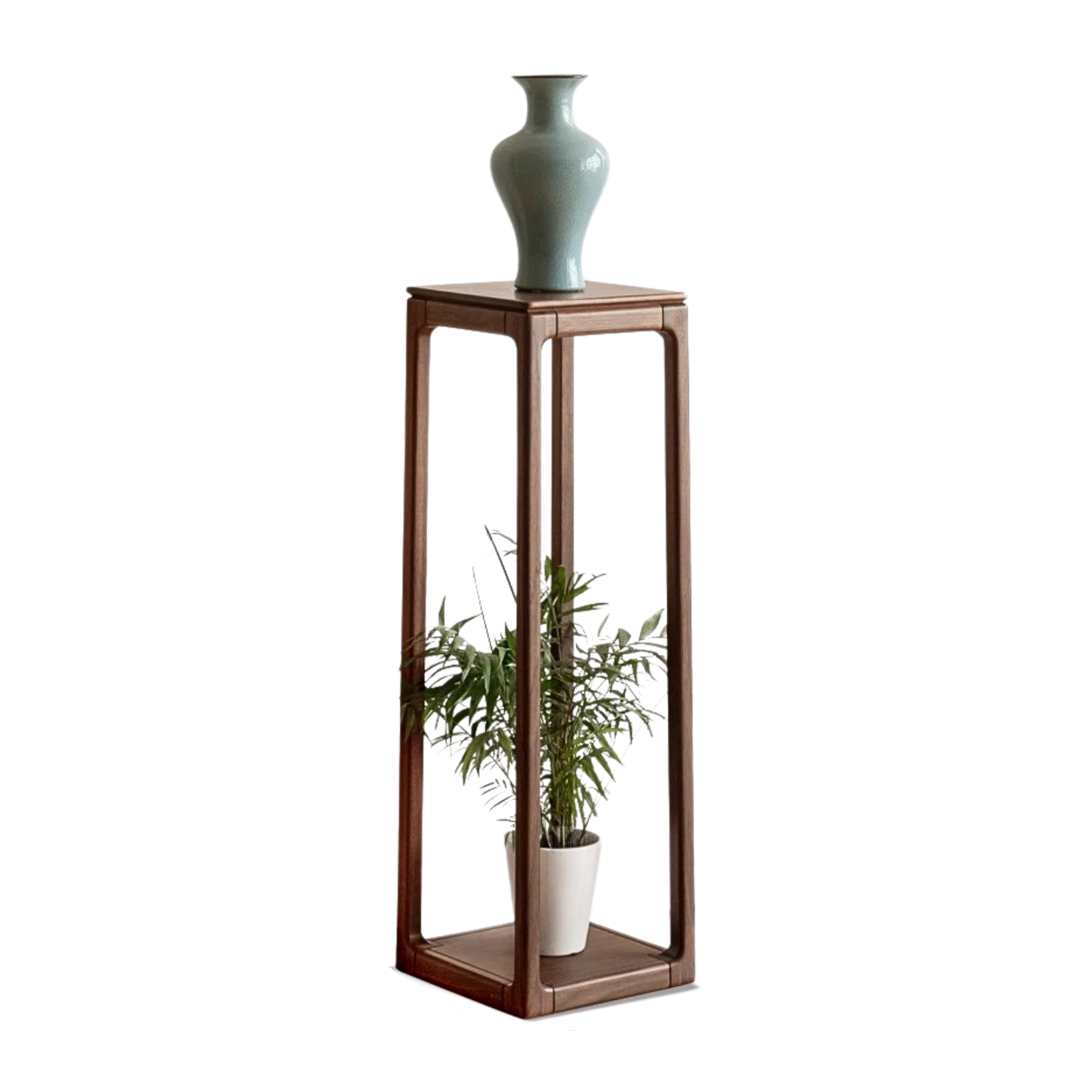 12.5x12.5x39.7 inch/ 32x32x101 cm/ Rich Dark Walnut color/ flower rack