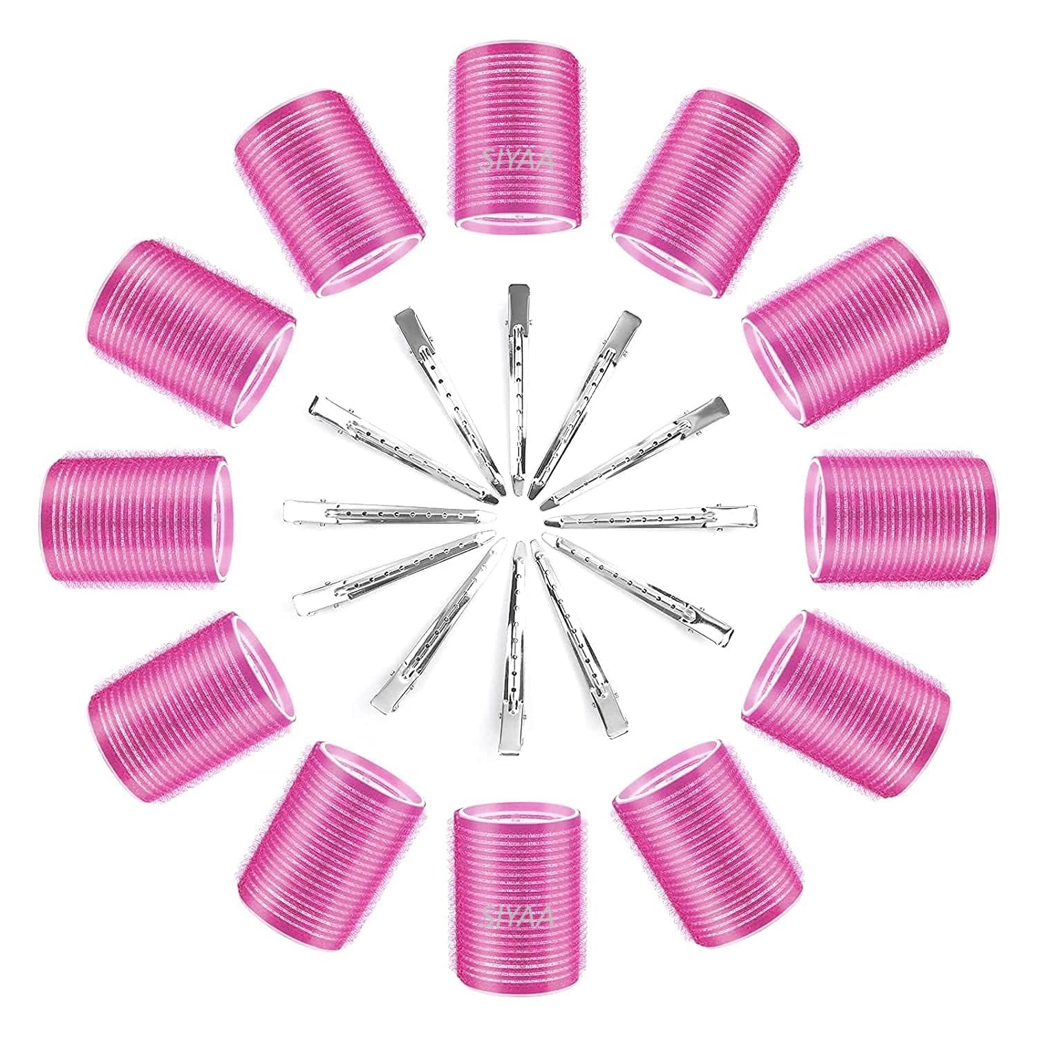 SIYAA 6Pcs Jumbo Self-Grip Hair Rollers Set with Stainless Steel - Perfect for Salon-Quality Curls at Home, Parties & Special Occasions