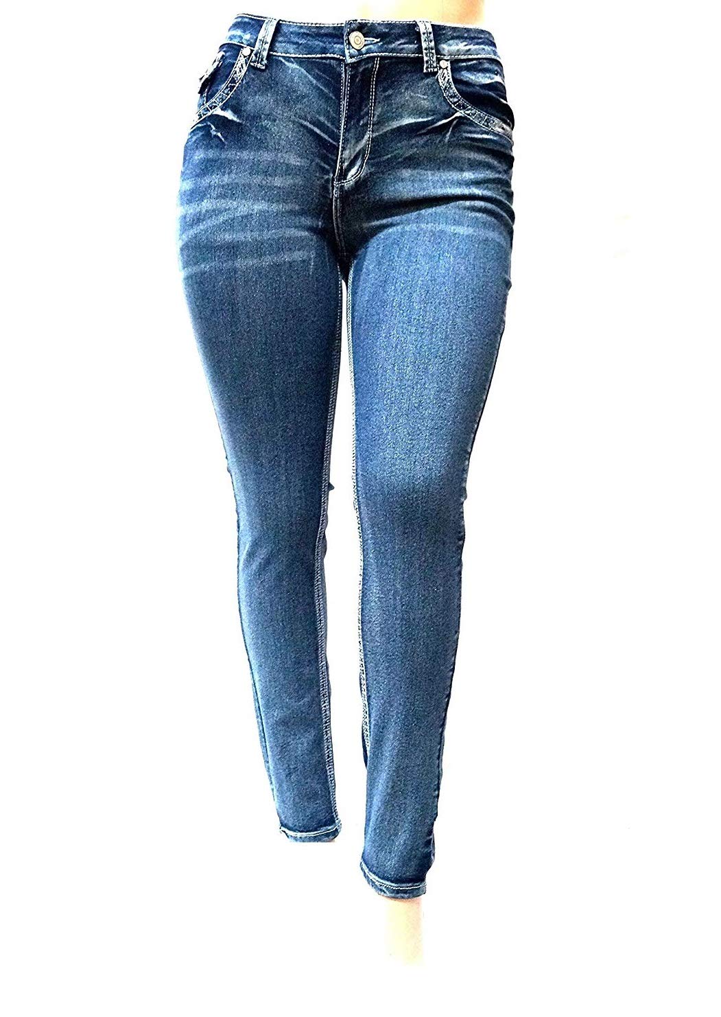 Jack David Handcrafted Women's Plus Size Stretch Denim Jeans - Premium Blue & Black Slim Bootcut Skinny Pants for Casual Wear & Night Out