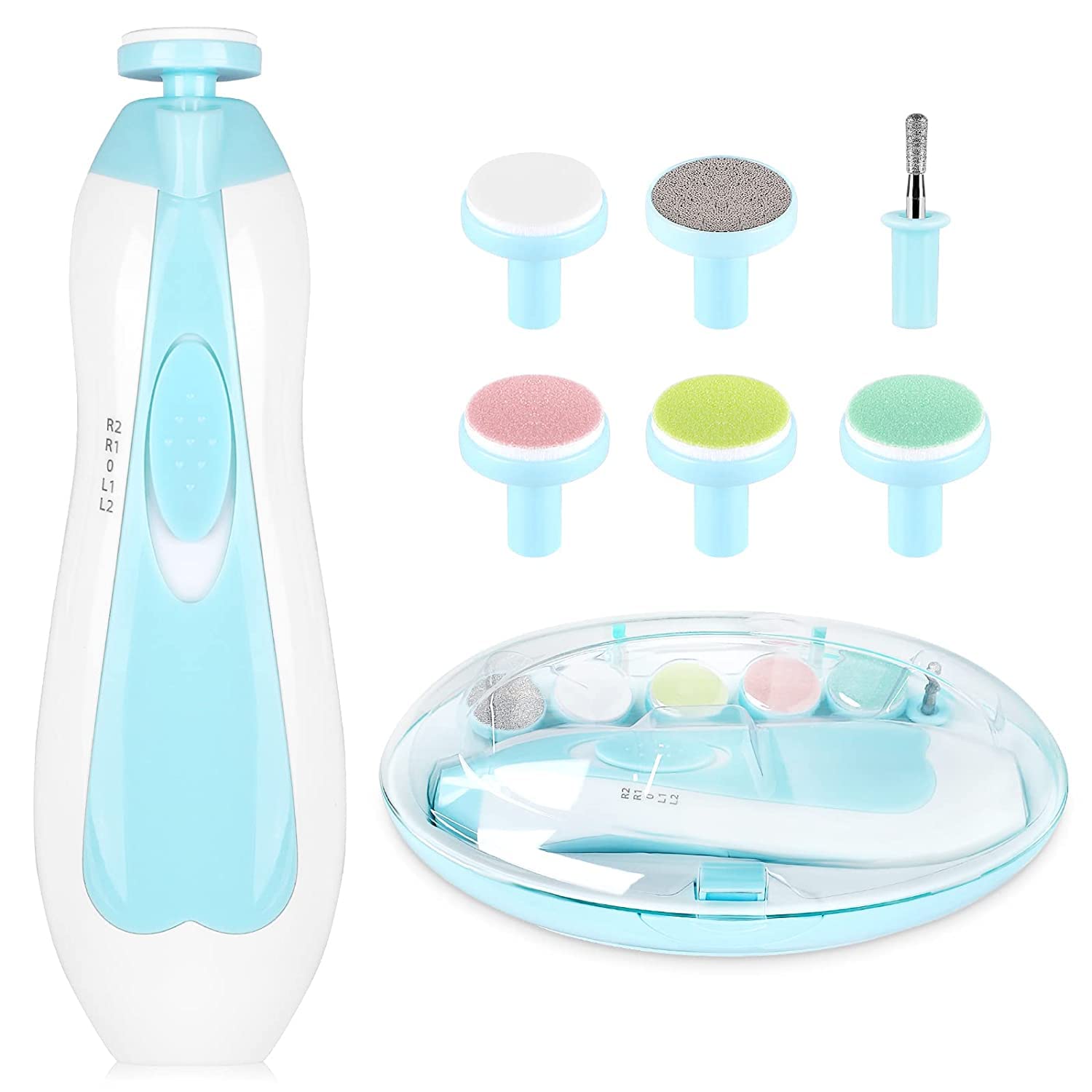 Safe Electric Baby Nail Trimmer Kit with Soft Clippers - No Sharp Edge for Newborn & Infant Care | Ergonomic Design (8.6x5.2x15.5cm) | Gentle Nail Trimming for Fussy Babies During Sleep & Travel