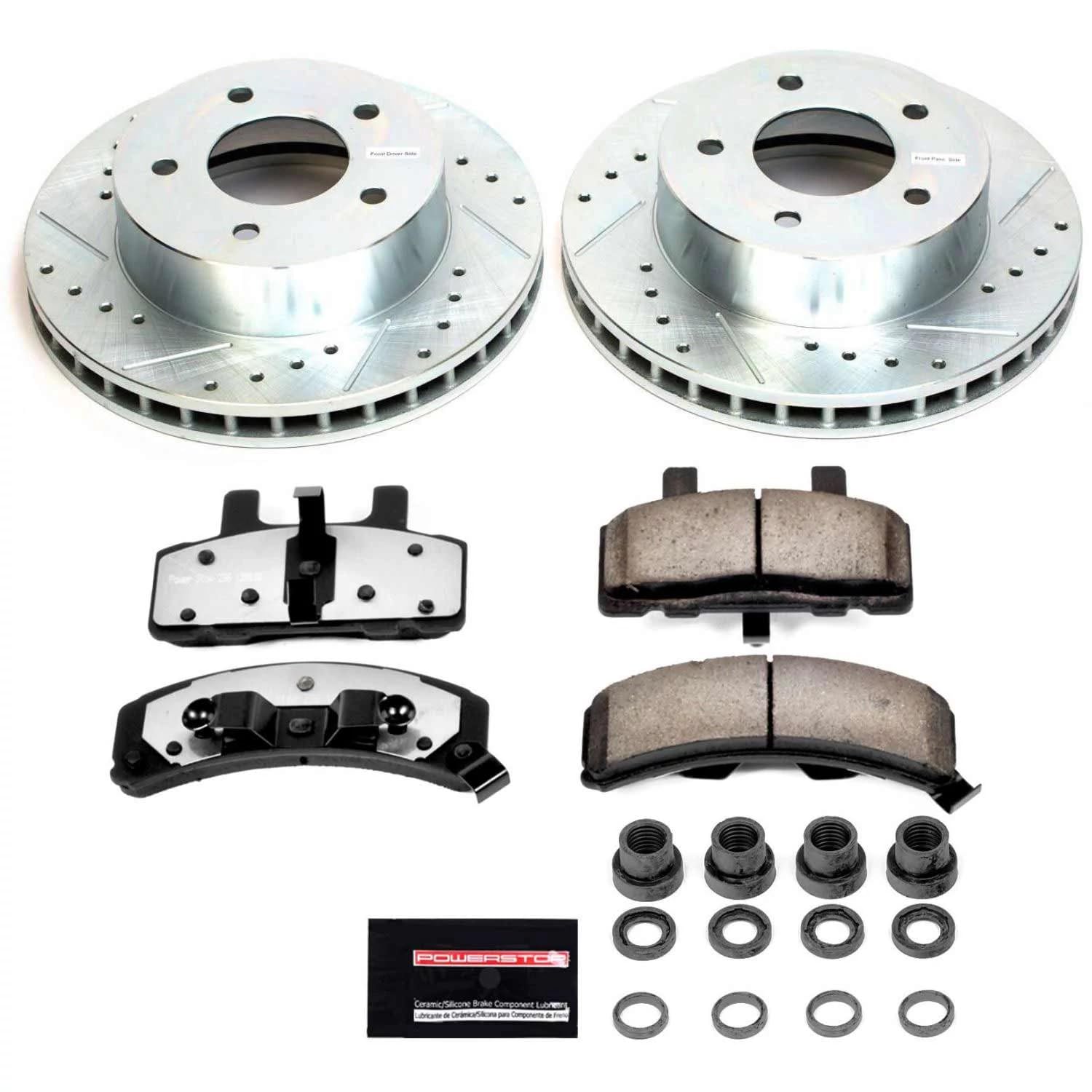 Power Stop K4873-36 Z36 Truck & Tow Brake Kit - Carbon Fiber Ceramic Brake Pads with Drilled & Slotted Rotors - Heavy Duty Braking for Pickups, SUVs and Towing Applications