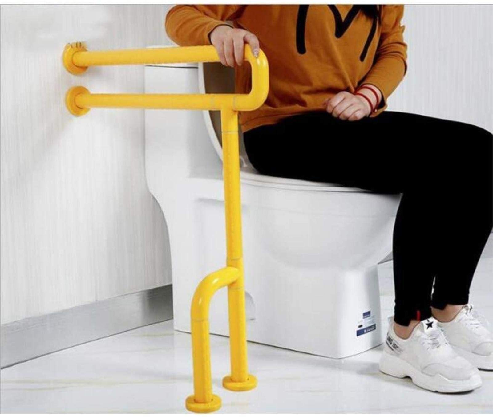 Non-Slip Bathroom Safety Handrail - Yellow Adjustable Toilet Handle for Elderly & Disabled, ADA Compliant Shower Grab Bar - Perfect for Bathroom Safety & Fall Prevention in Homes & Assisted Living Facilities