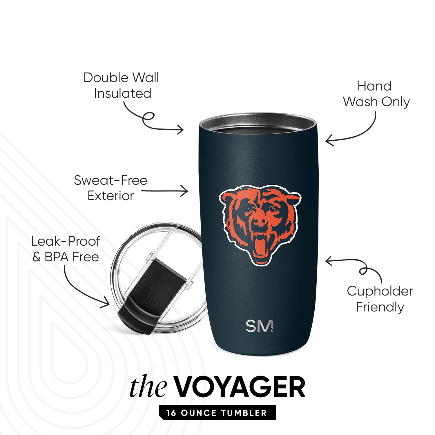 NFL Voyager Stainless Steel Tumbler with Clear Flip Lid & Straw - 20oz Insulated Travel Mug for Hot & Cold Drinks - Perfect for Football Games, Camping & Office Use