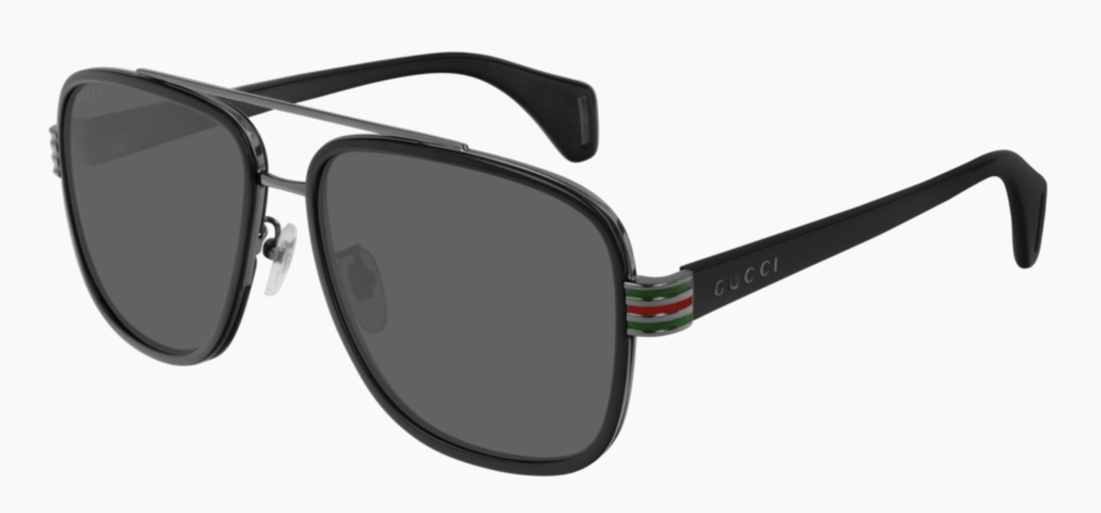Gucci GG 0448S 001 Black Shiny Grey 58mm Men's Sunglasses | Polarized UV Protection | Perfect for Driving, Beach & Outdoor Activities