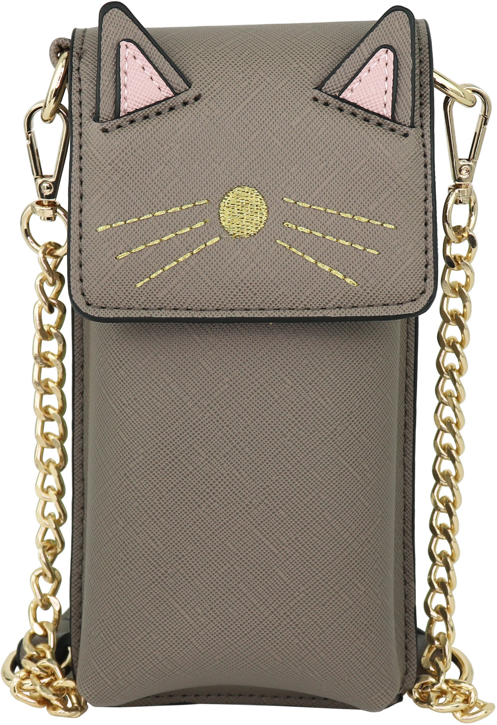 B BRENTANO Vegan Saffiano Leather Cat Crossbody Phone Purse for Women - Stylish Animal Print Shoulder Bag for iPhone, Wallet & Essentials (Perfect for Work, Travel & Daily Use)