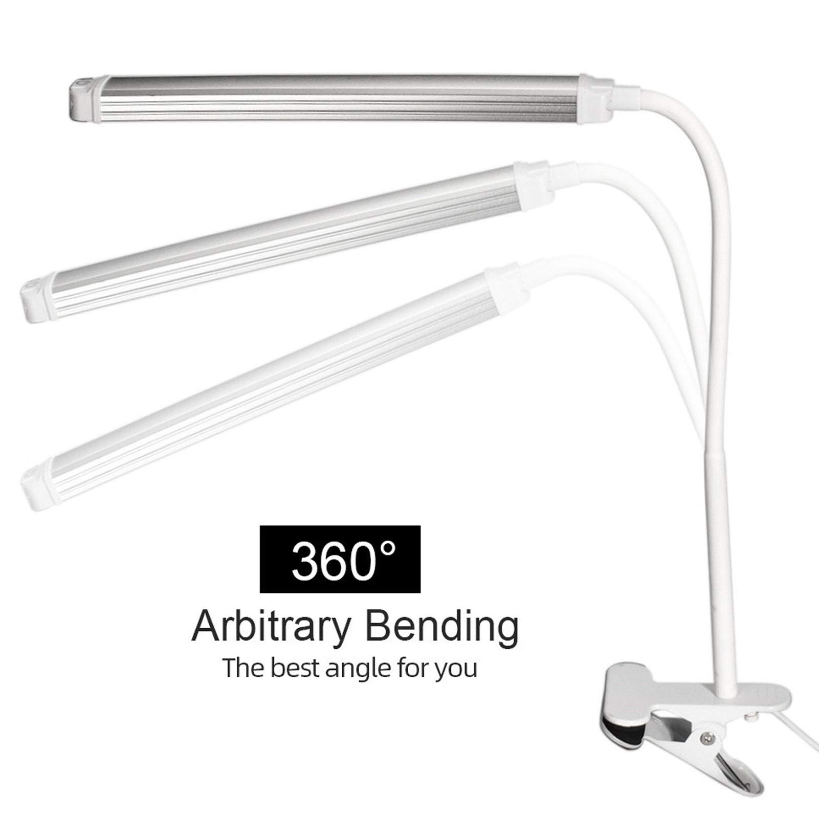 Adjustable LED Desk Lamp with Clamp - USB Powered Eyecare Light with 3 Color Modes, One-Touch Control Gooseneck Task Light for Reading, Working, Nail Art & Tattoo - Perfect for Home Office, Study & Beauty Salon