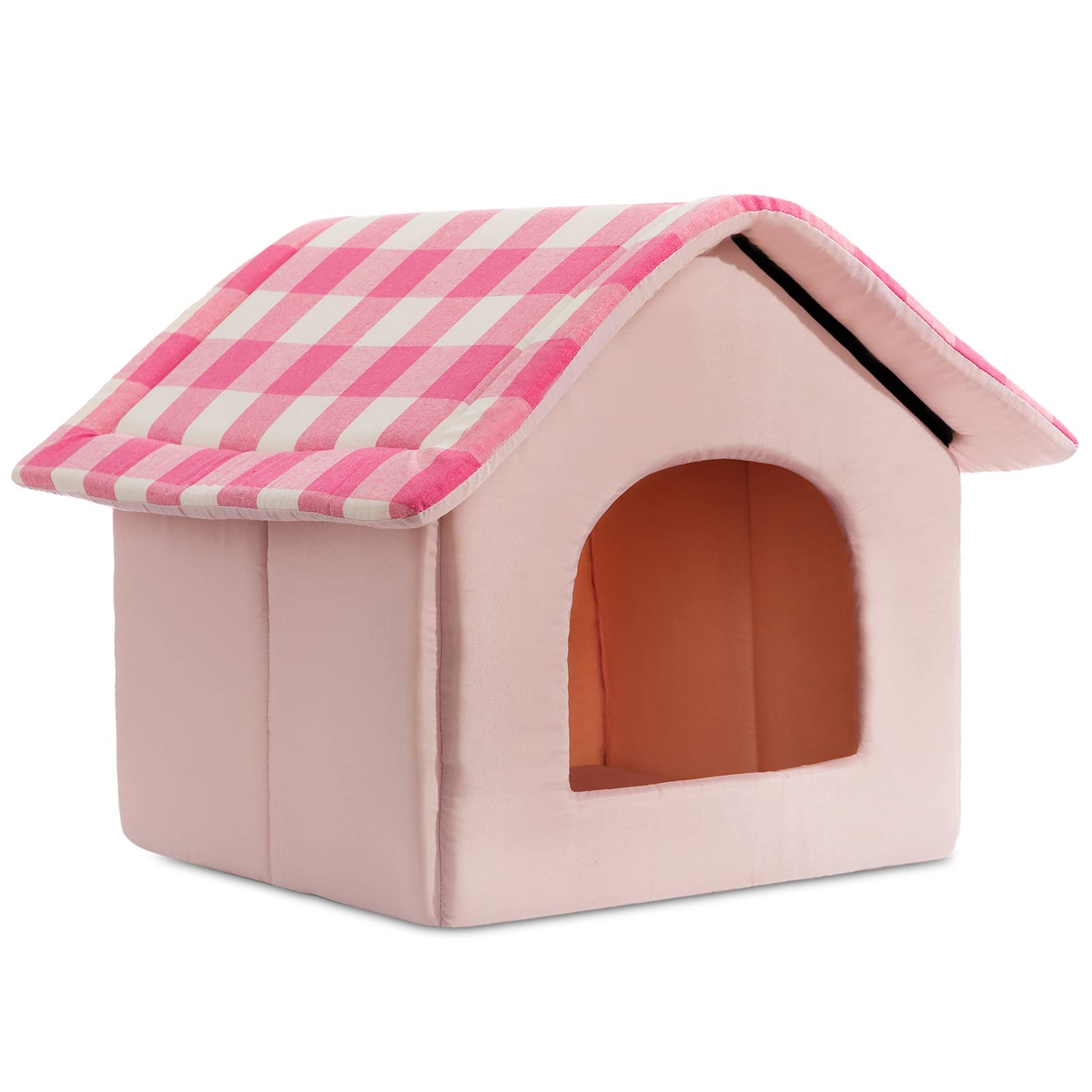 Hollypet Cozy Pet Bed - Warm Cave Nest Sleeping Bed for Cats & Small Dogs - Soft Pink Puppy House - Perfect for Indoor Comfort & Winter Warmth