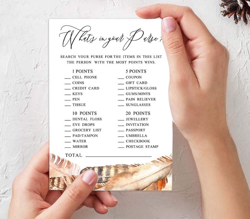 Bridal Shower Games Set of 4 (50 Sheets Each) - Fun Bachelorette Party Games Bundle with Feathers - Perfect for Wedding Showers, Girls' Night & Bachelorette Parties