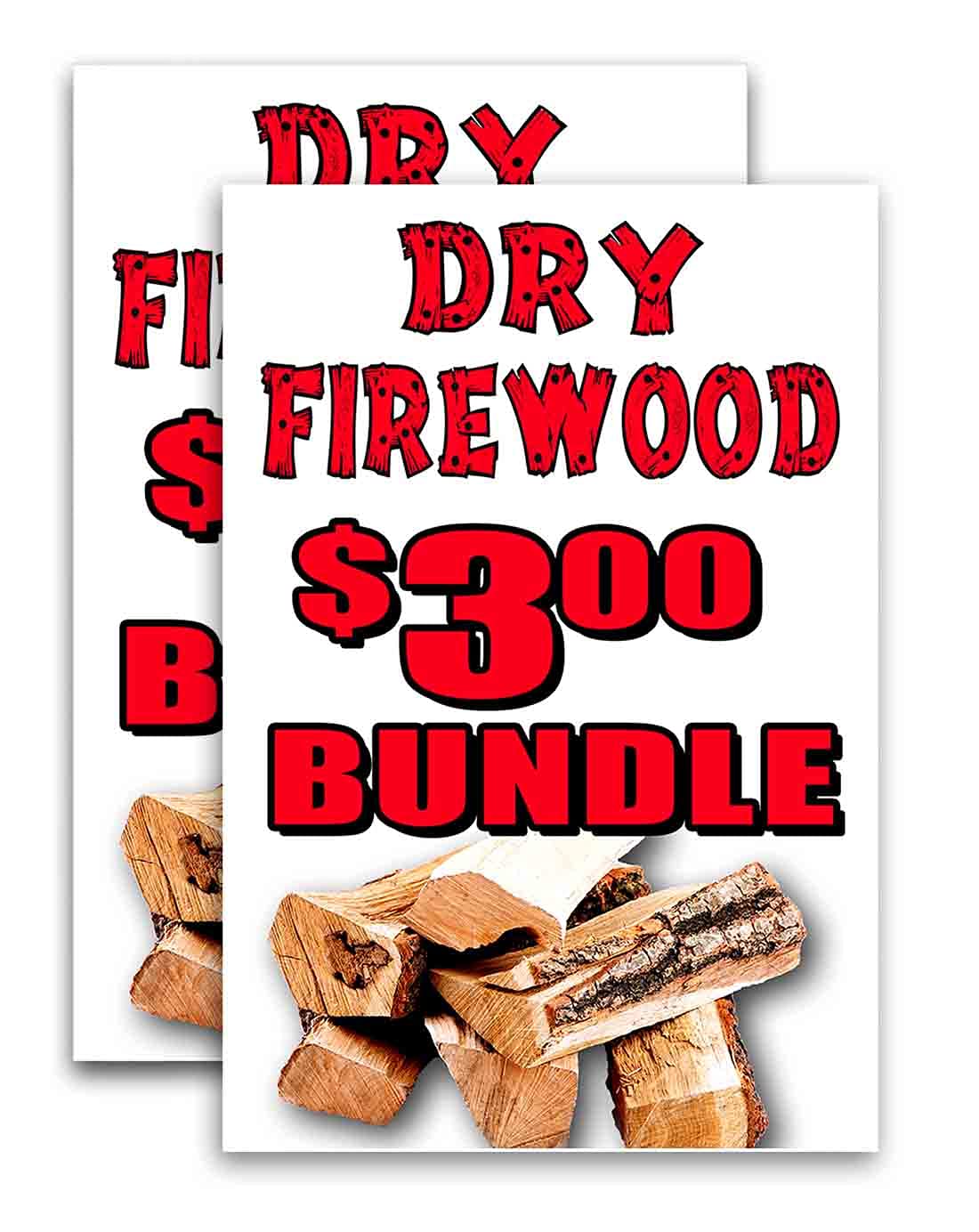 Premium Dry Firewood Vinyl Decal Sticker - 24x36 Inch (Pack of 2) - Waterproof Outdoor Sign for Camping, RV, Fireplace & Home Decor