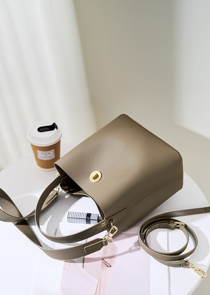 Minimalist Leather Bucket Bag for Women - Stylish & Spacious Crossbody Handbag - Perfect for Work, Travel & Everyday Use