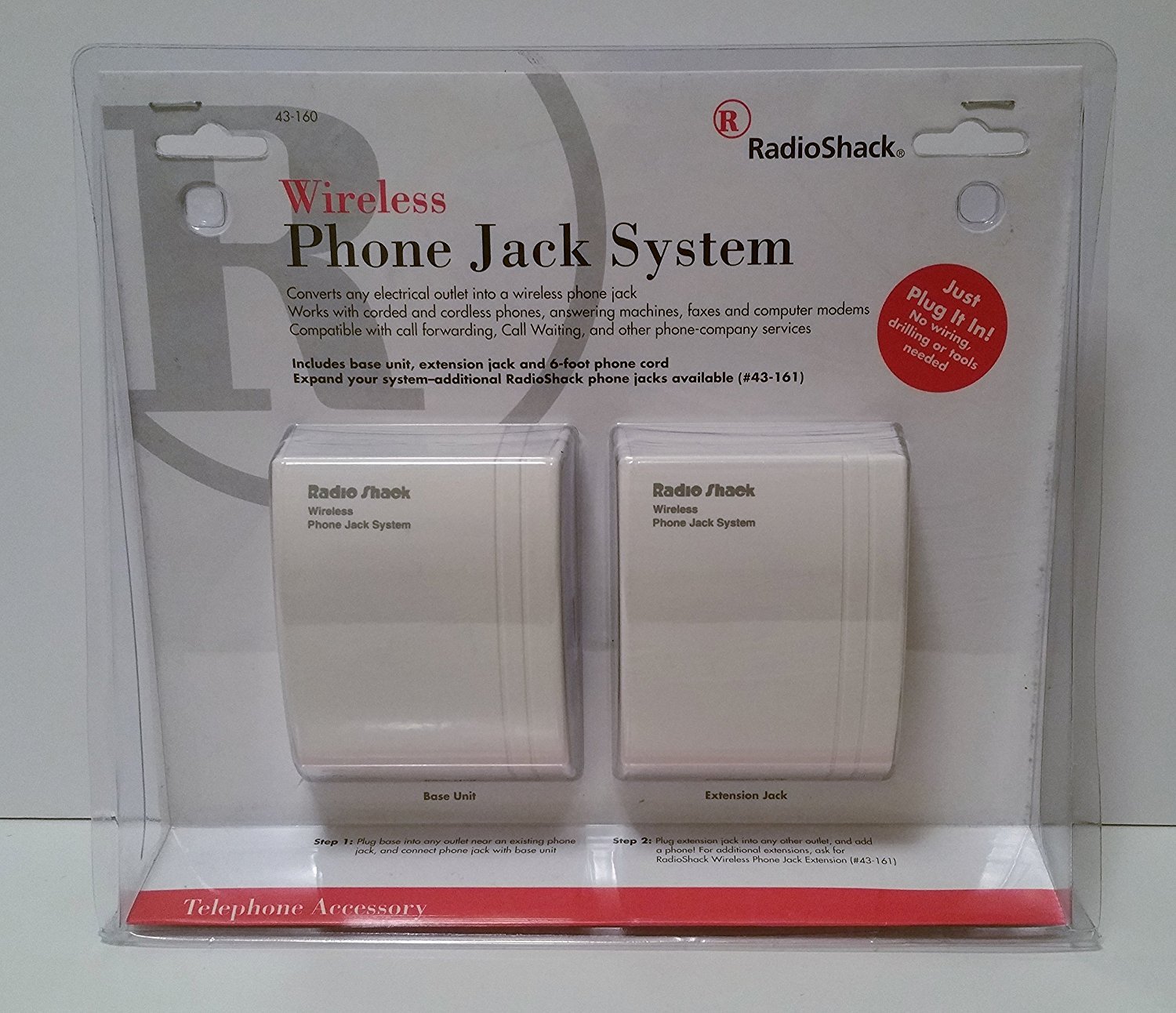 Radio Shack Wireless Phone Jack System - Cordless Home Phone Extension for Landline, Easy Setup & Clear Calls - Perfect for Home Office, Bedroom, or Basement Use