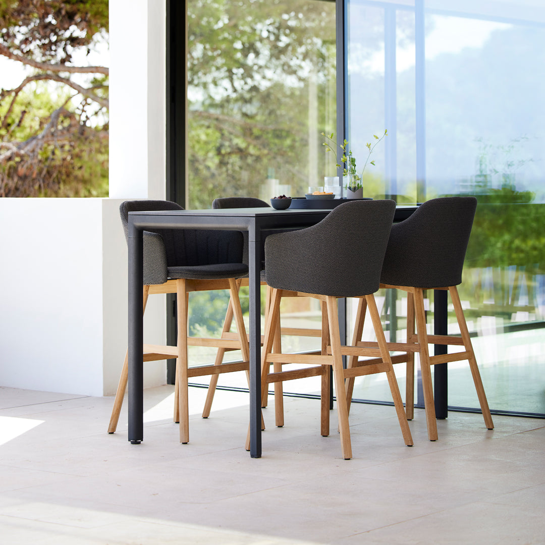 Premium Outdoor Bar Chair with Wood Base & Comfortable Back/Seat Cushions - Perfect for Patio, Deck, Poolside & Garden Relaxation