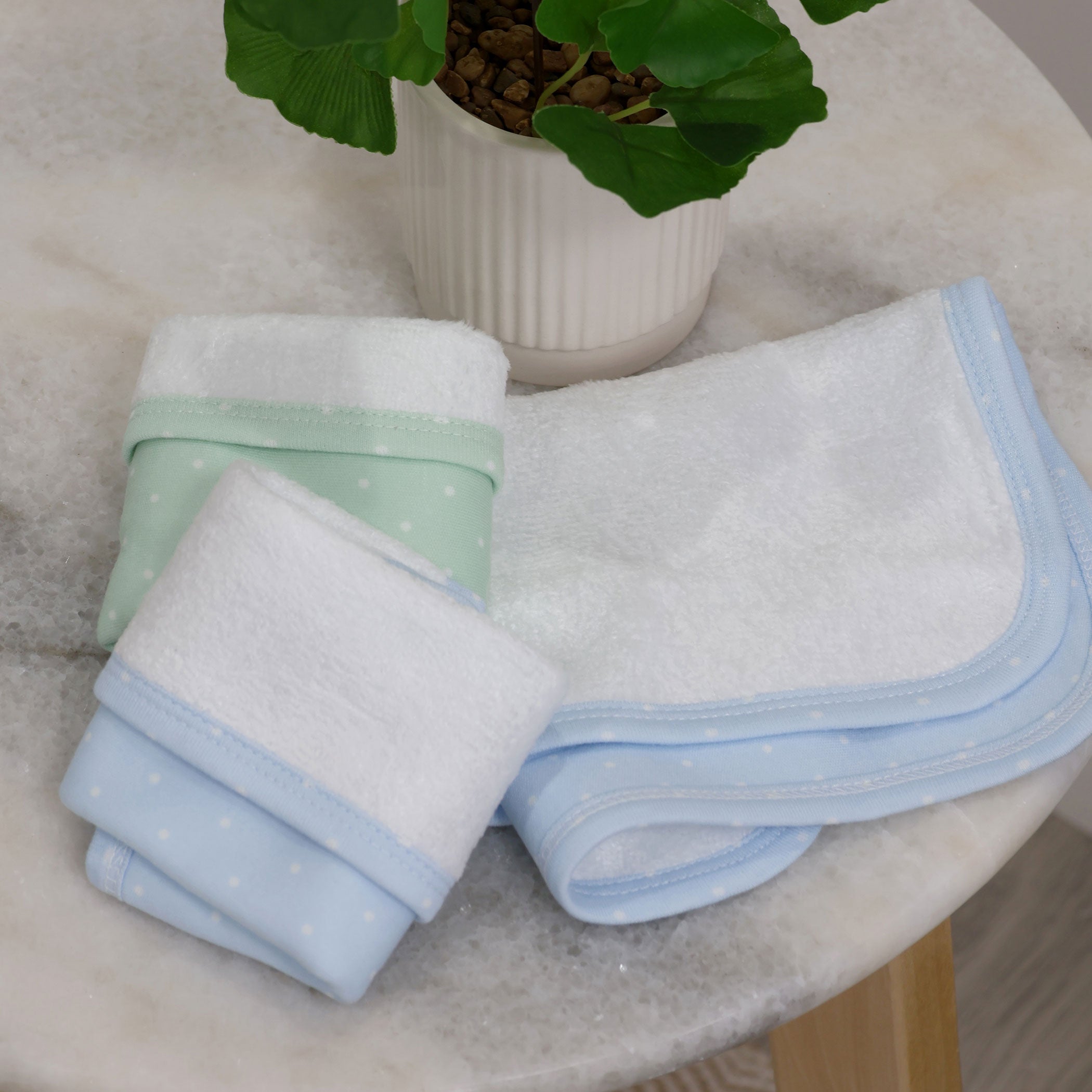 3-Pack Confetti Face Washer Set - Soft Blue & Sage Green Microfiber Makeup Remover Cloths | Gentle Cleansing for Daily Skincare & Makeup Removal
