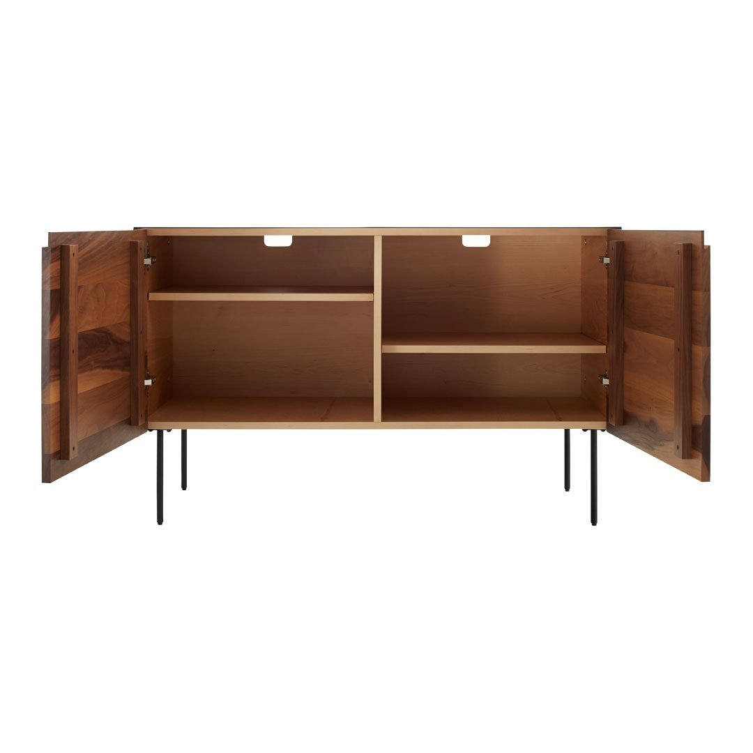 Modern 2 Door Credenza Cabinet - Stylish Storage Solution for Living Room, Bedroom & Office | Solid Wood Construction with Adjustable Shelves