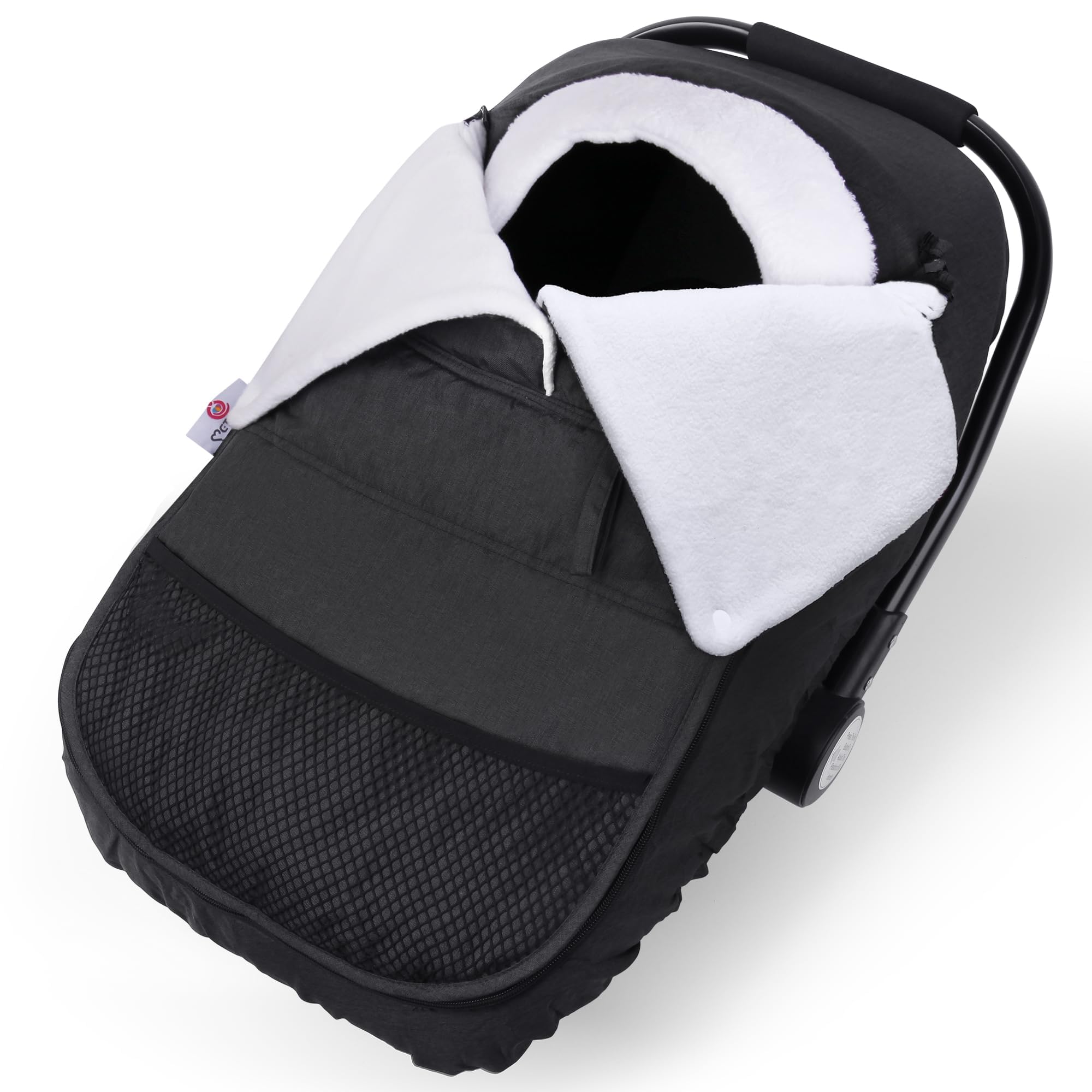 Metplus Winter Baby Car Seat Cover - Waterproof Polyester & Polar Fleece Lining for Cold Weather Protection | Extended Face Cover, Adjustable Openings, Universal Fit | Perfect for Snowy Days & Winter Travel with Infants