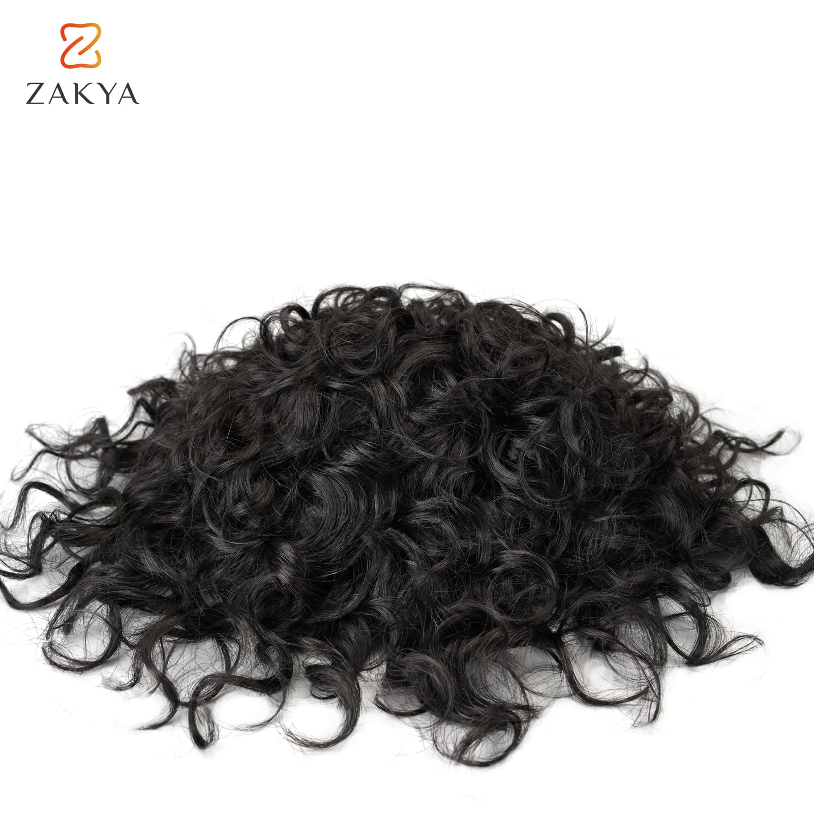Zakya 20mm Curly Real Human Hair System for Men - 7x9 Inch Replacement Toupee | Natural Looking Hairpiece for Thinning Hair & Baldness | Perfect for Daily Wear, Weddings & Special Occasions