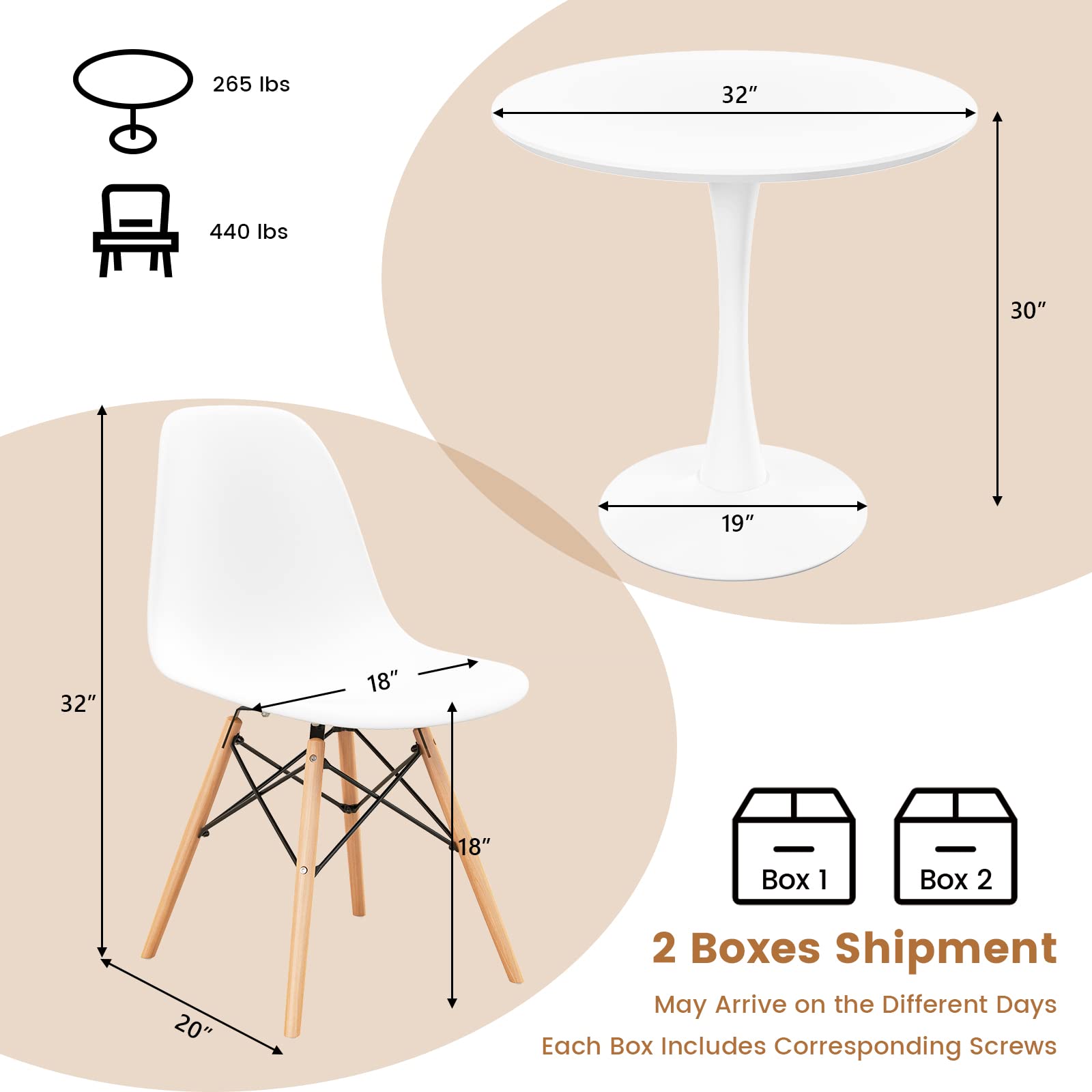 Giantex 5-Piece Modern Kitchen Dining Set - 32