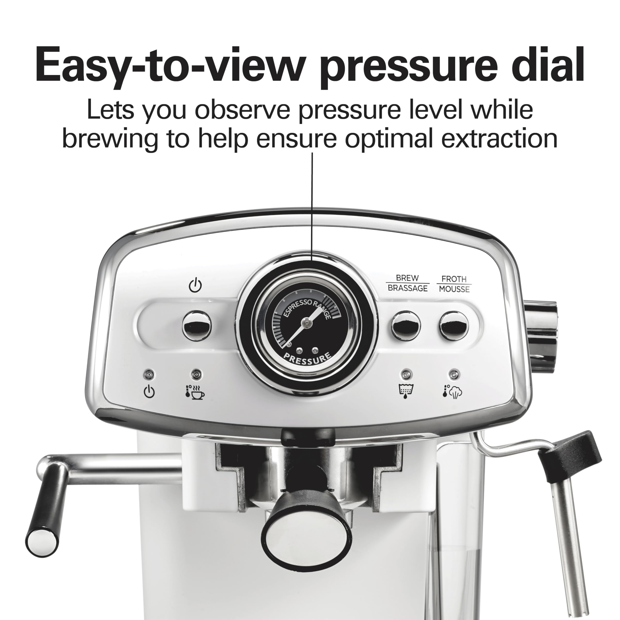Hamilton Beach 15 Bar Espresso Machine with Milk Frother - Compact Slide & Lock Design for Cappuccino & Latte - Removable Water Reservoir & Dual Spouts - Retro White (40731) - Perfect for Home Coffee Bars & Small Kitchens