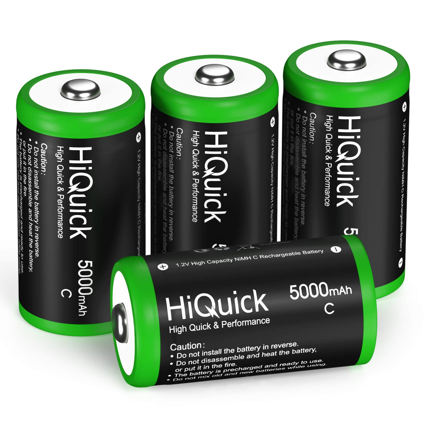 Hiquick C NiMH Rechargeable Batteries 1.2V 5000mAh - Long Lasting Power for Flashlights, Toys, and Electronic Devices