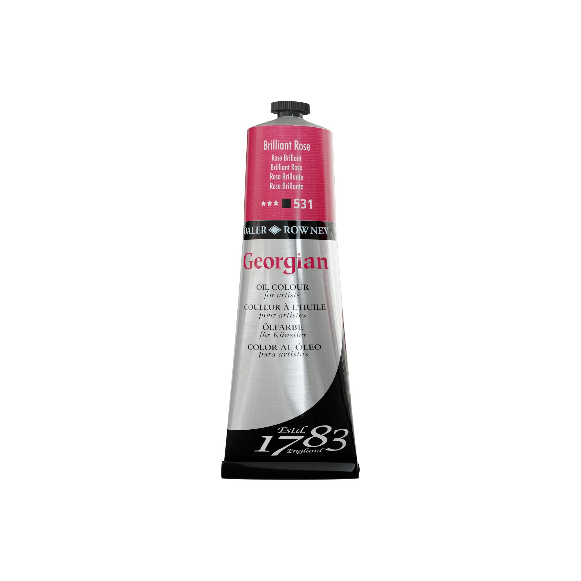 Daler-Rowney Georgian Oil Paint - Brilliant Rose (225ml) | Professional Artist Oil Colors for Canvas Painting & Portrait Art
