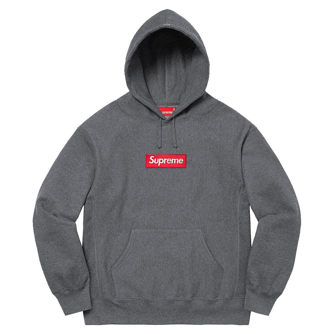 Supreme Box Logo Hooded Sweatshirt - Grey Cotton Pullover Hoodie for Men & Women | Streetwear Fashion, Casual Wear, Urban Style