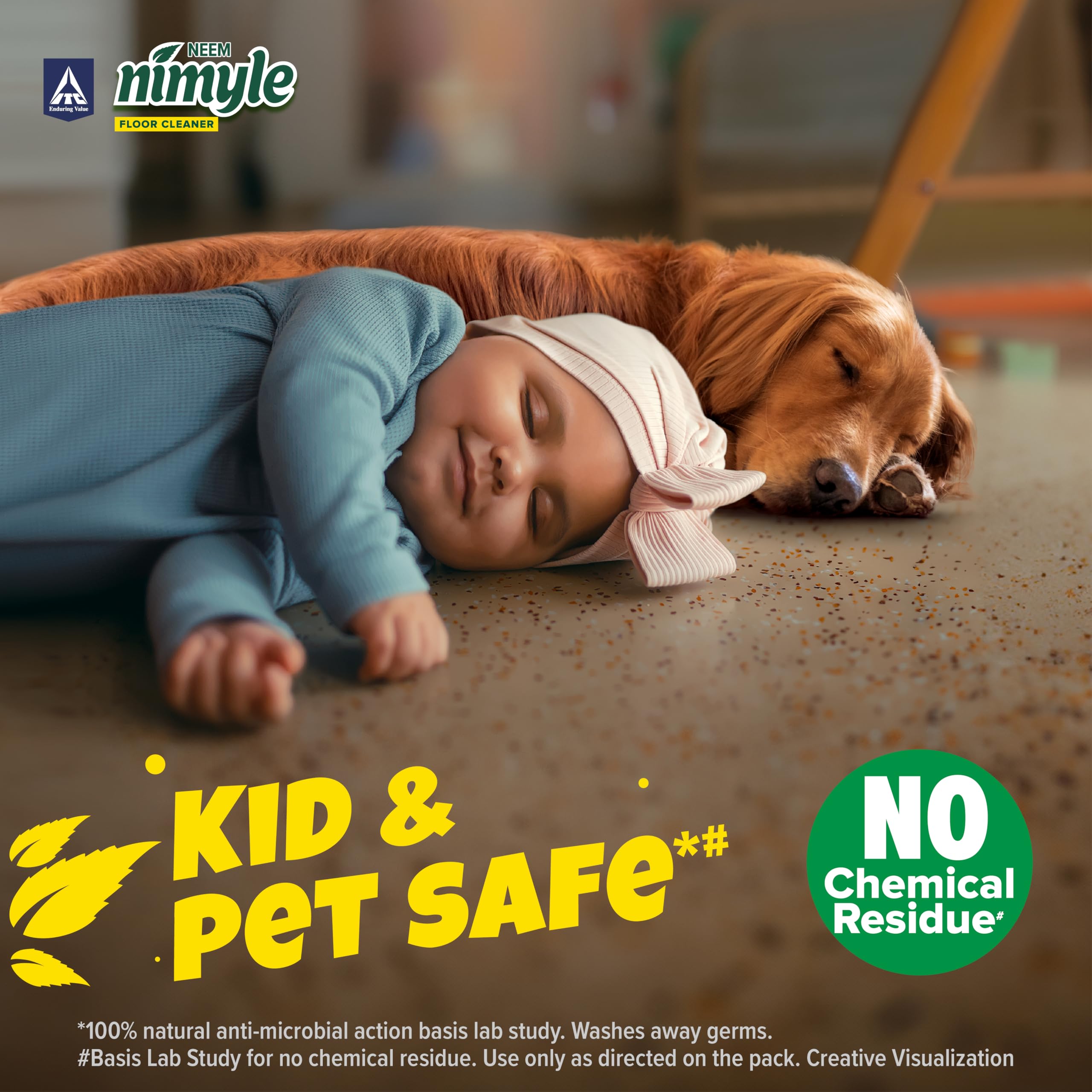 Nimyle Eco-Friendly Herbal Floor Cleaner 890ml - Natural Neem Power for 99.9% Antibacterial Protection | Safe for Hardwood, Tile & Laminate Floors | Perfect for Homes with Kids & Pets