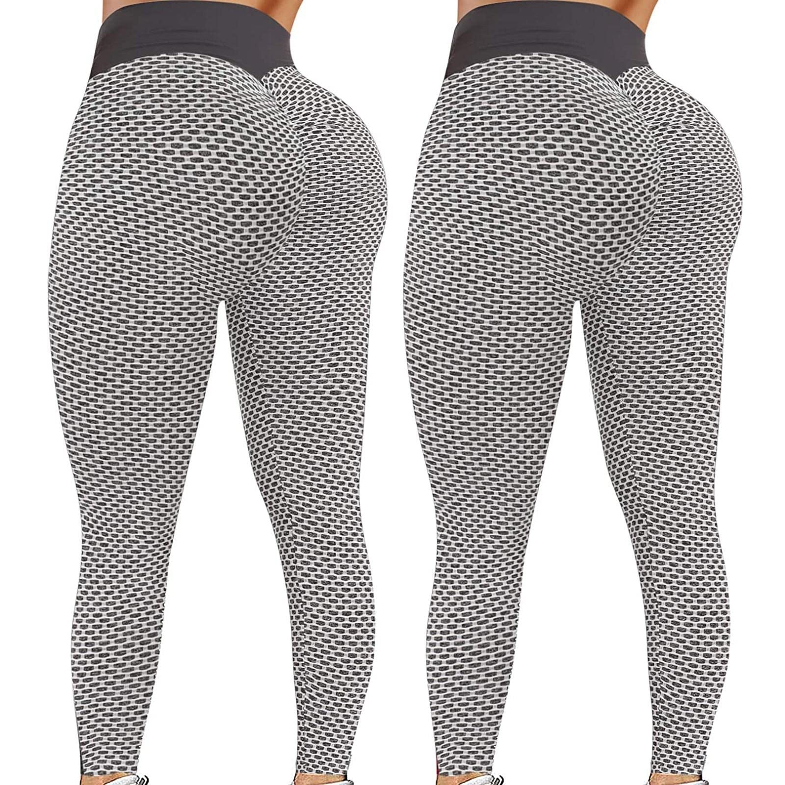 2 Pack Women's Bubble Hip Butt Lifting Leggings - High Waisted Tummy Control Yoga Pants with Fast Dry Textured Scrunched Booty Design for Workout, Gym & Everyday Wear