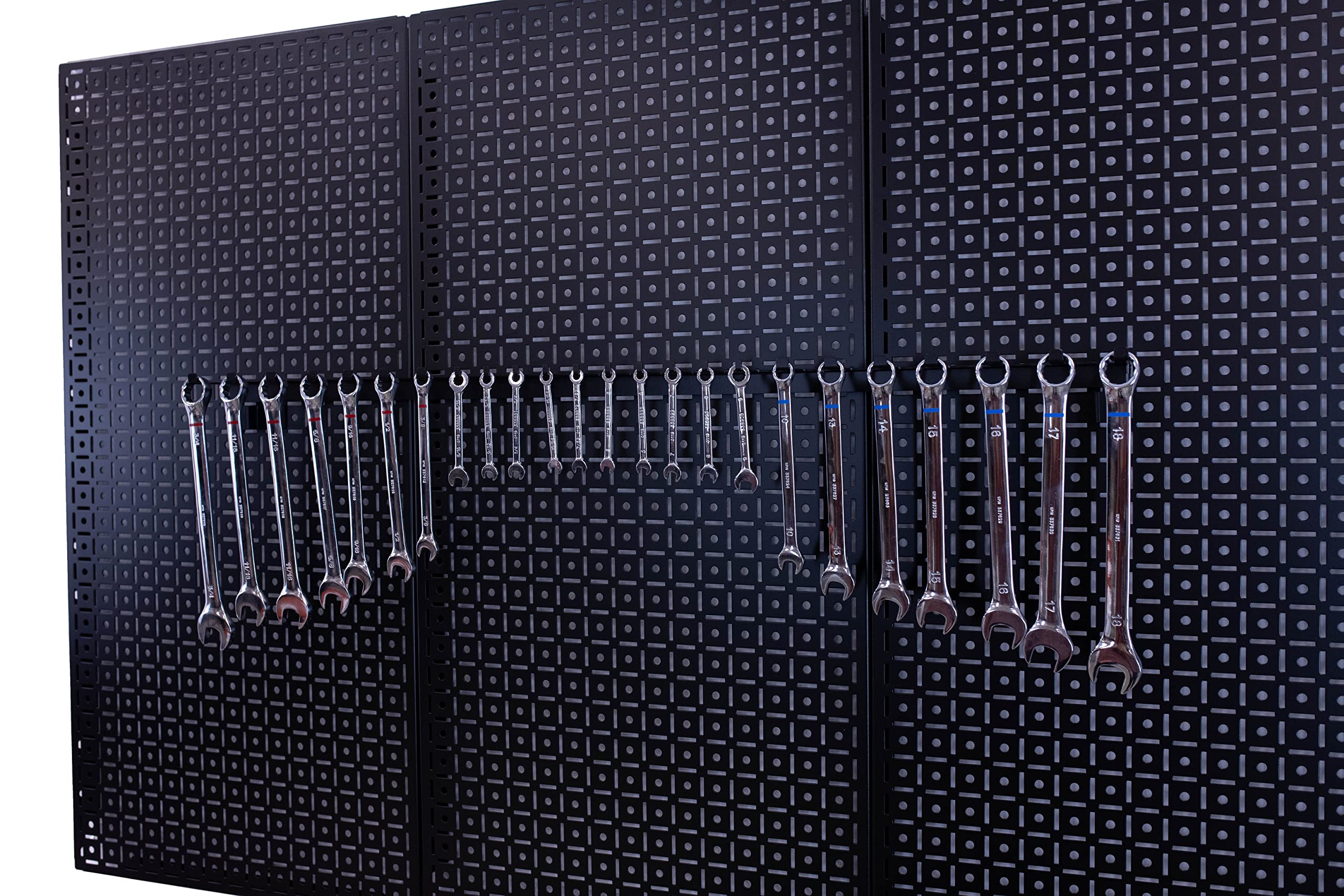 Dual Set Wrench Organizer - Heavy Duty Metal Pegboard Tool Organization System for Garage & Workshop - Black (Perfect for Mechanics, DIY Enthusiasts & Home Improvement Projects)