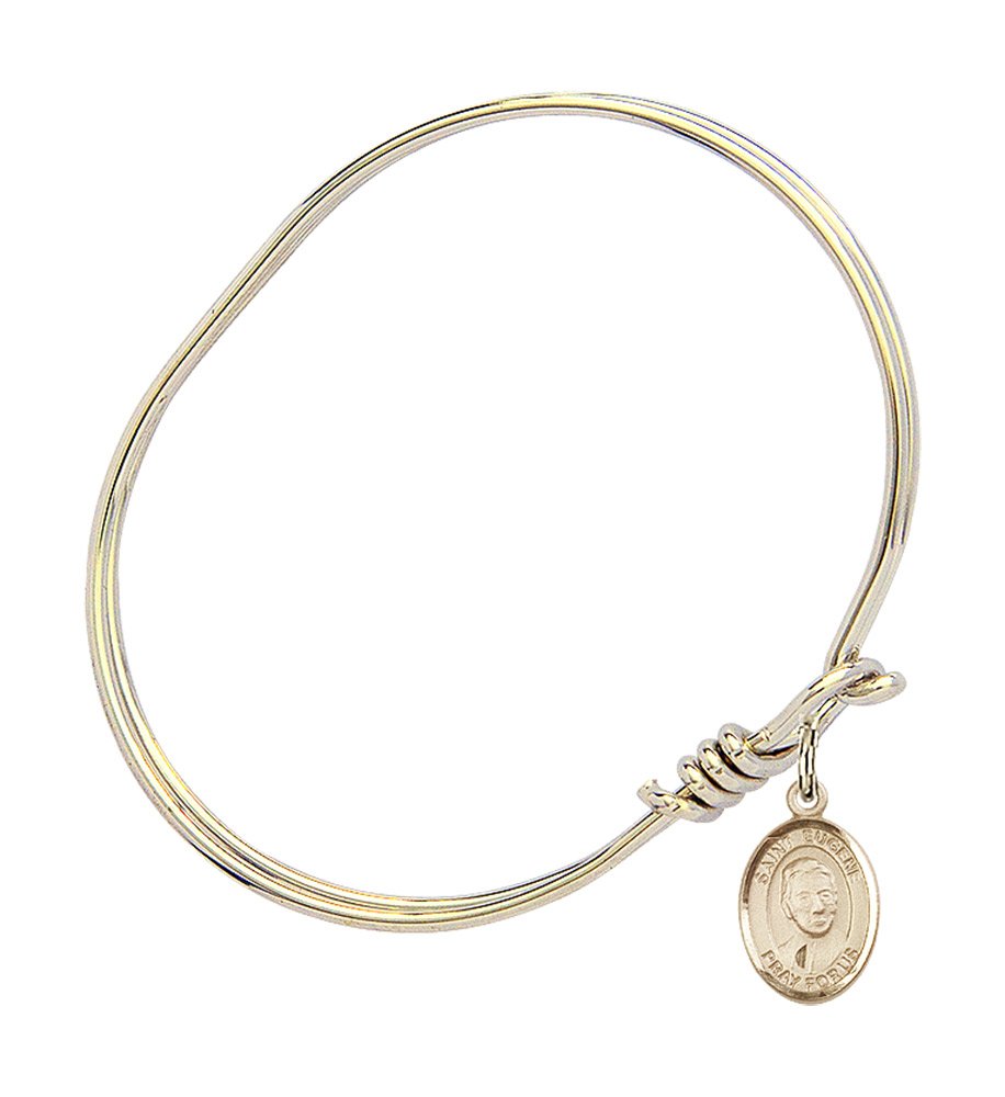 St. Eugene de Mazenod Oval Eye Hook Bangle Bracelet - Gold Filled Religious Jewelry for Women - Perfect for Church, Weddings & Everyday Faith-Based Fashion