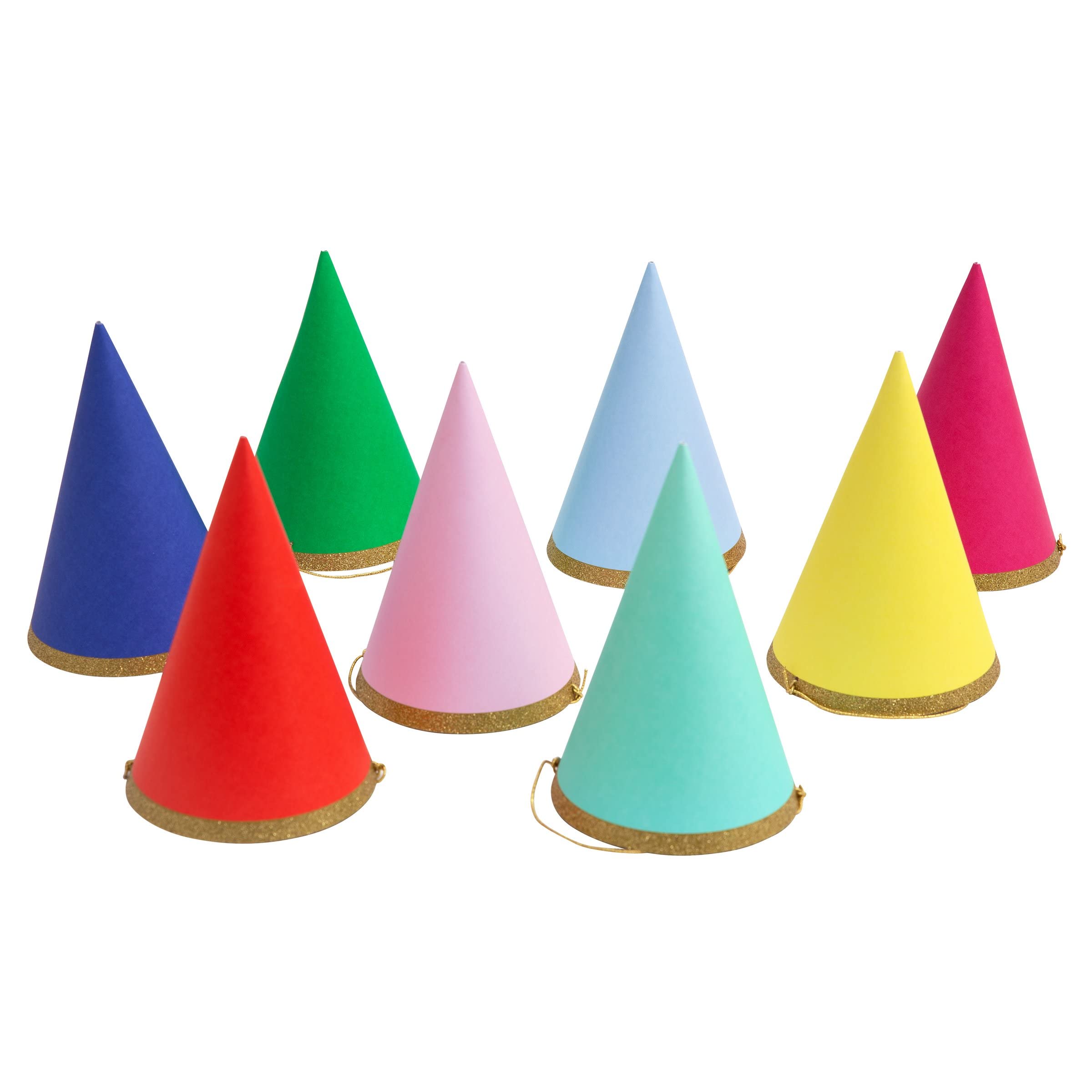 Meri Meri Birthday Party Hats - Pack of 8 Colorful Cone Hats for Kids & Adults - Fun Party Supplies for Birthdays, Celebrations & Festive Events