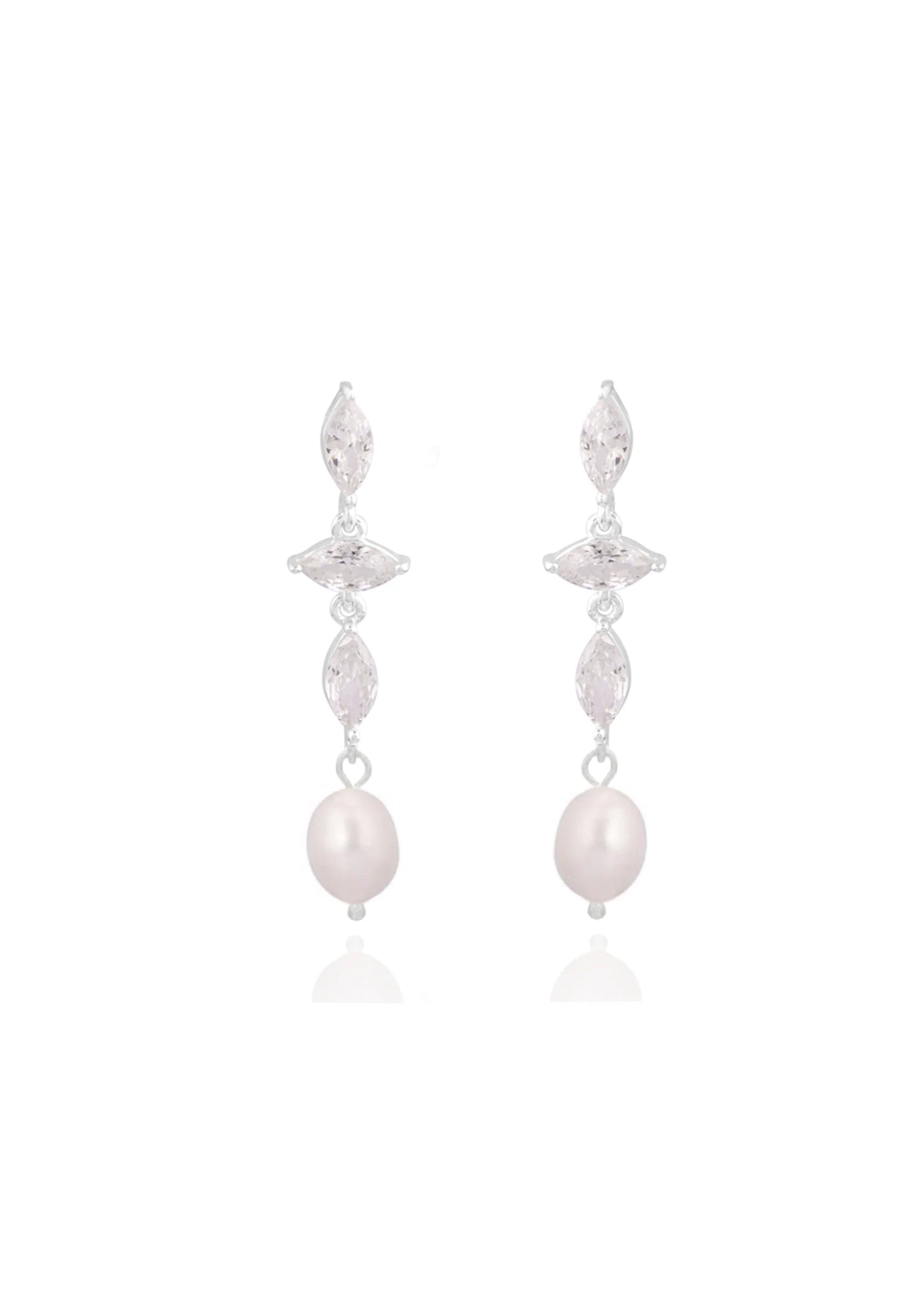 Lola Knight Ivy Pearl & Crystal Drop Bridal Earrings - Sterling Silver Wedding Jewelry for Brides, Bridesmaids, and Formal Occasions
