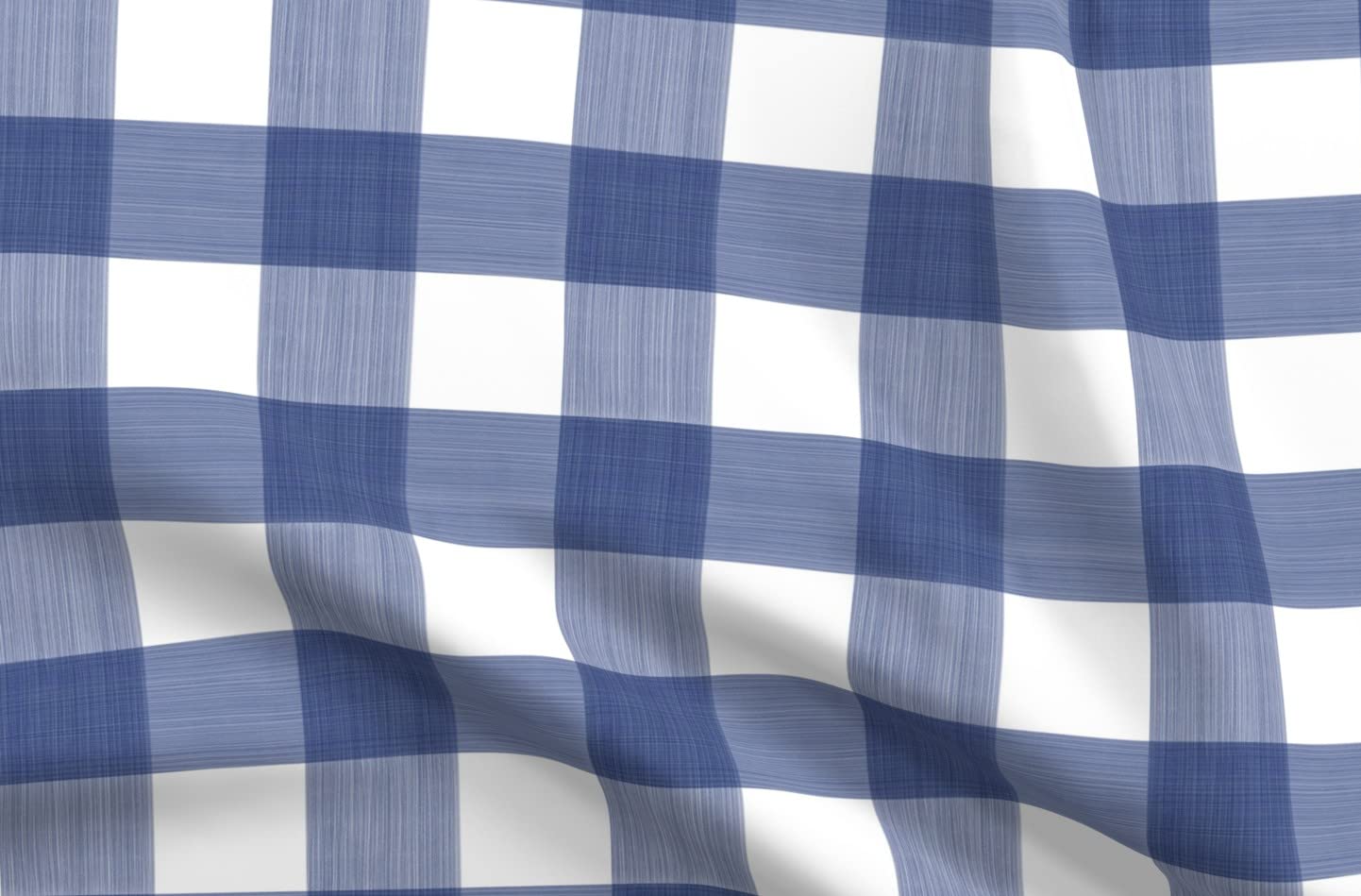 Navy Buffalo Plaid Check Gingham Blue Printed Minky Fabric by The Yard - Soft Plush Material for Sewing Baby Blankets, Quilt Backing & Nursery Decor | Perfect for DIY Crafts, Home Decor & Gift Making