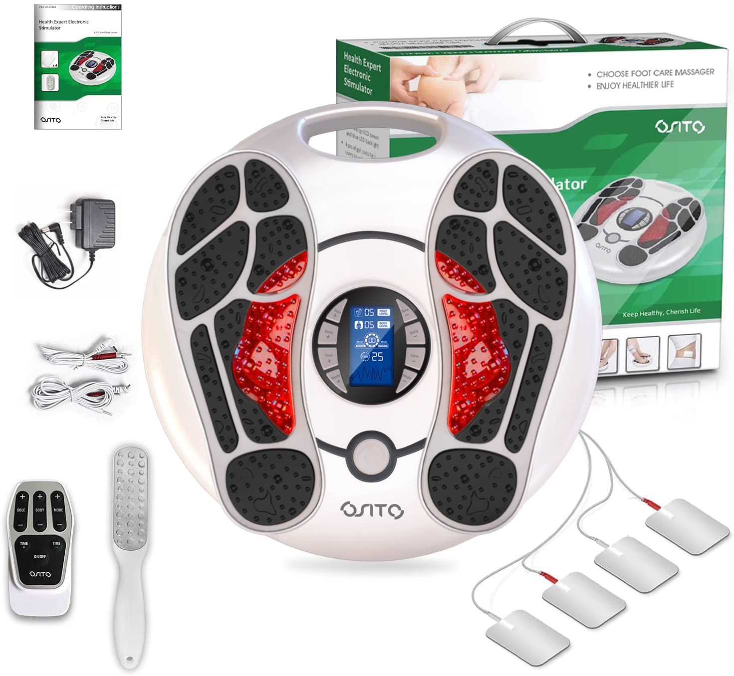 OSITO EMS Foot Massager for Neuropathy & Circulation – FSA/HSA Approved Pain Relief Device with 25 Modes & 99 Intensities – Ideal for Men & Women – Perfect for Home Relaxation, Office Stress Relief & Diabetic Foot Care