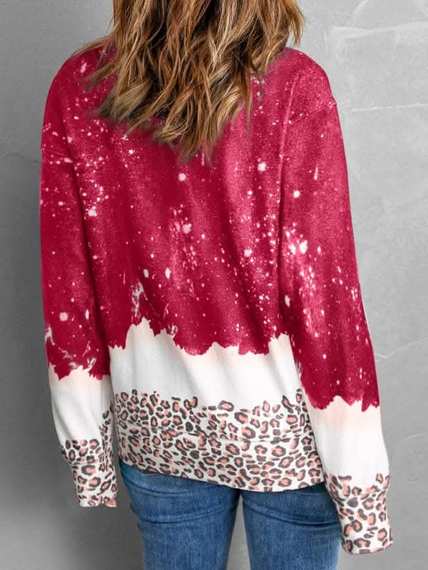 Stylish Leopard Print Heart Pullover Sweater - Cozy & Trendy for Casual Wear, Date Nights & Fall Outfits