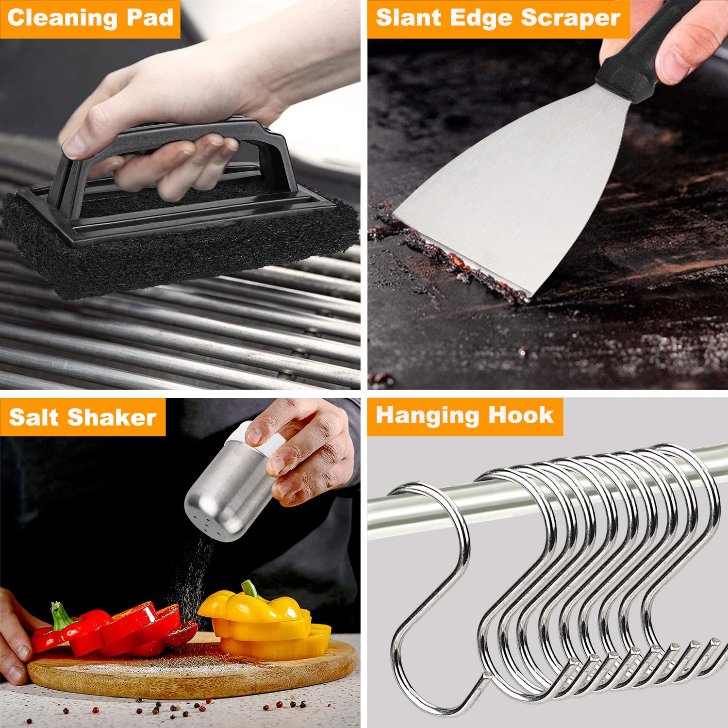 POLIGO 25-Piece Flat Top Griddle Accessories Kit - Stainless Steel Teppanyaki Tools Set with Spatula, Chopper, Tongs, Cleaning Brush & Storage Bag - Perfect for Indoor/Outdoor BBQ, Camping & Backyard Cooking - Great Gift for Grill Lovers & Home Chefs