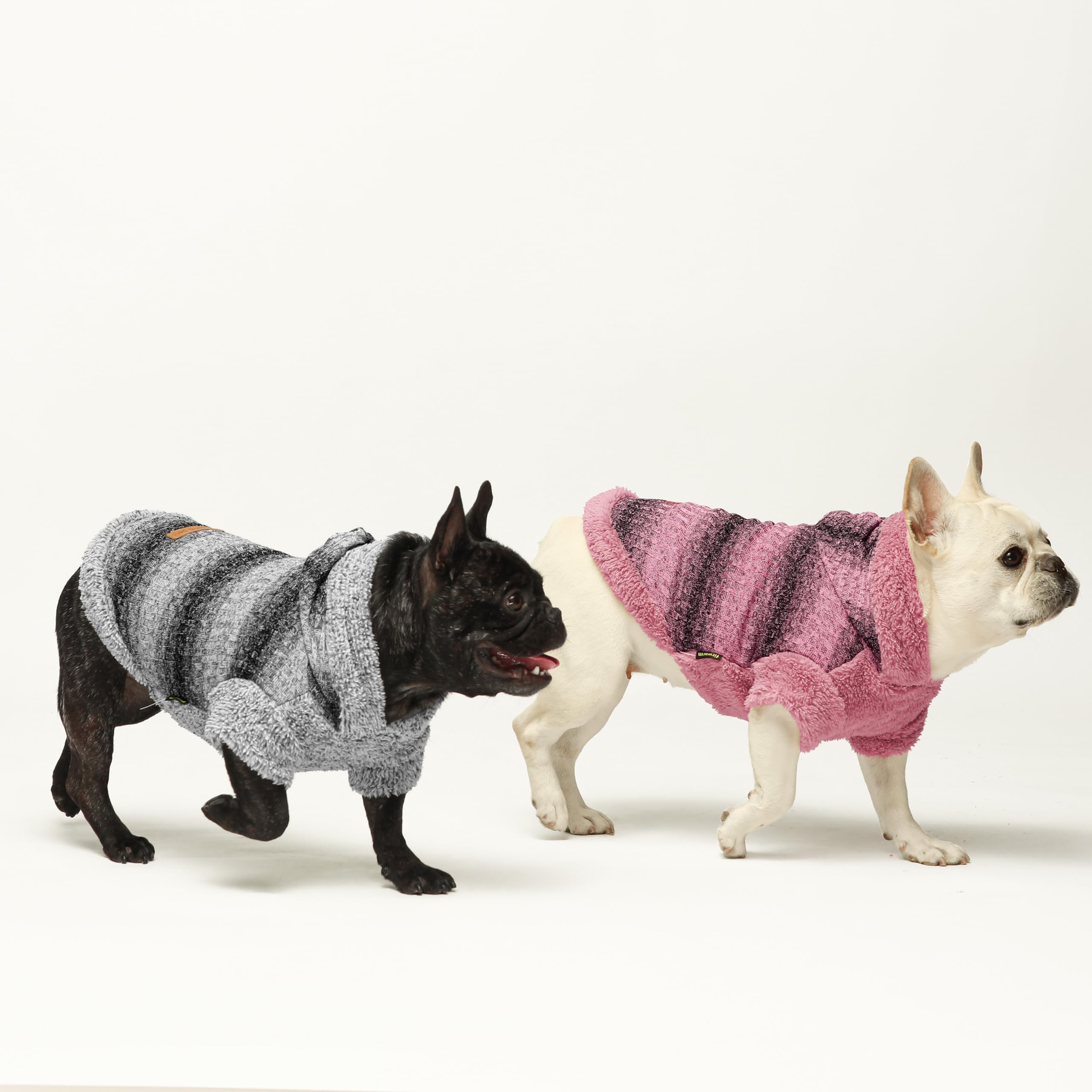 Fitwarm Fuzzy Dog Sweater - Knitted Winter Pet Clothes for Small Dogs & Cats - Cozy Hooded Outfit for Puppies & Kittens in Heather Grey & Black (XXL) - Perfect for Cold Weather Walks & Indoor Comfort
