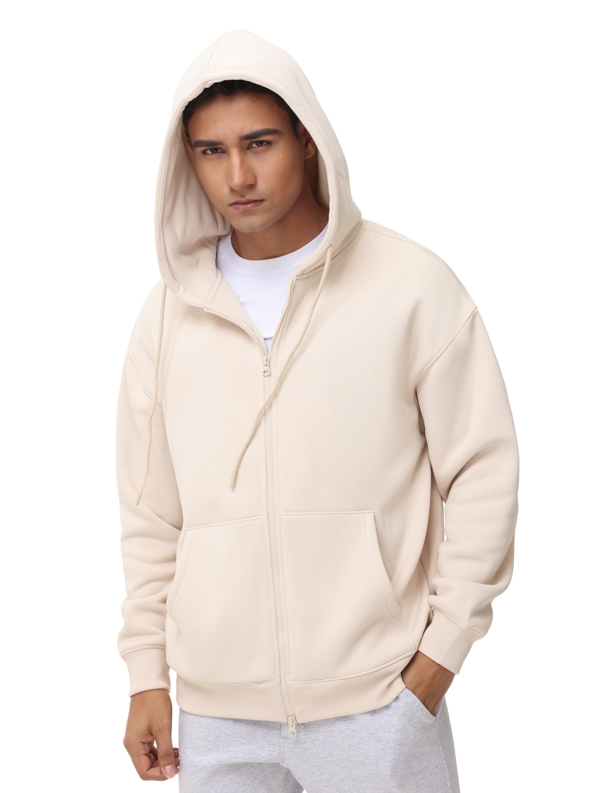 THE GYM PEOPLE Men's Full Zip Fleece Hoodie Jacket - Loose Fit Soft Sweatshirt with Pockets & Drawstring - Comfortable Workout Hoodie for Gym, Running, and Casual Wear