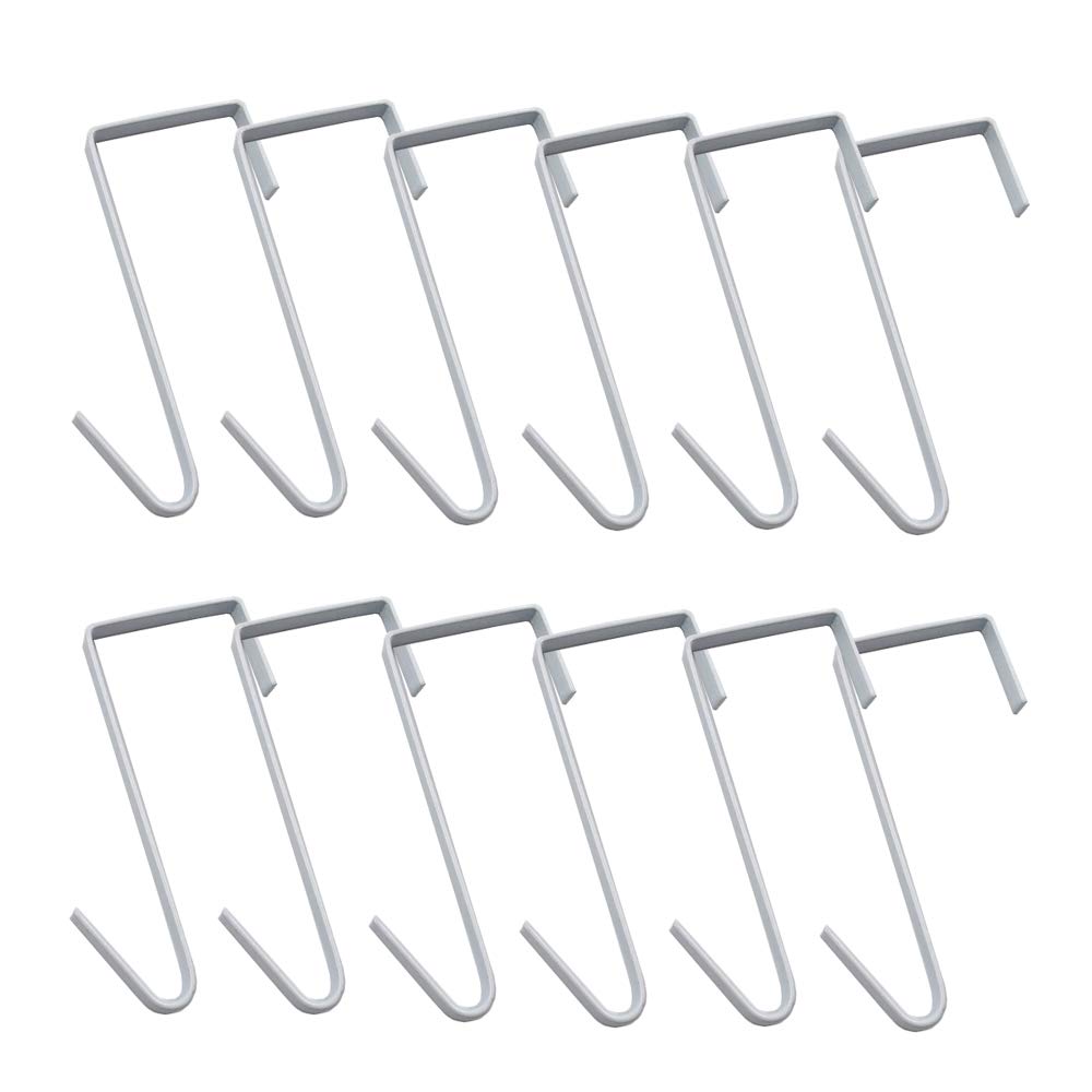 12 Pack White Smart Over The Door Hooks - Heavy Duty Metal Z Hooks & S Hooks for Hanging Coats, Bags, Towels - Perfect for Bathroom, Kitchen, Office, Dorm & Closet Organization