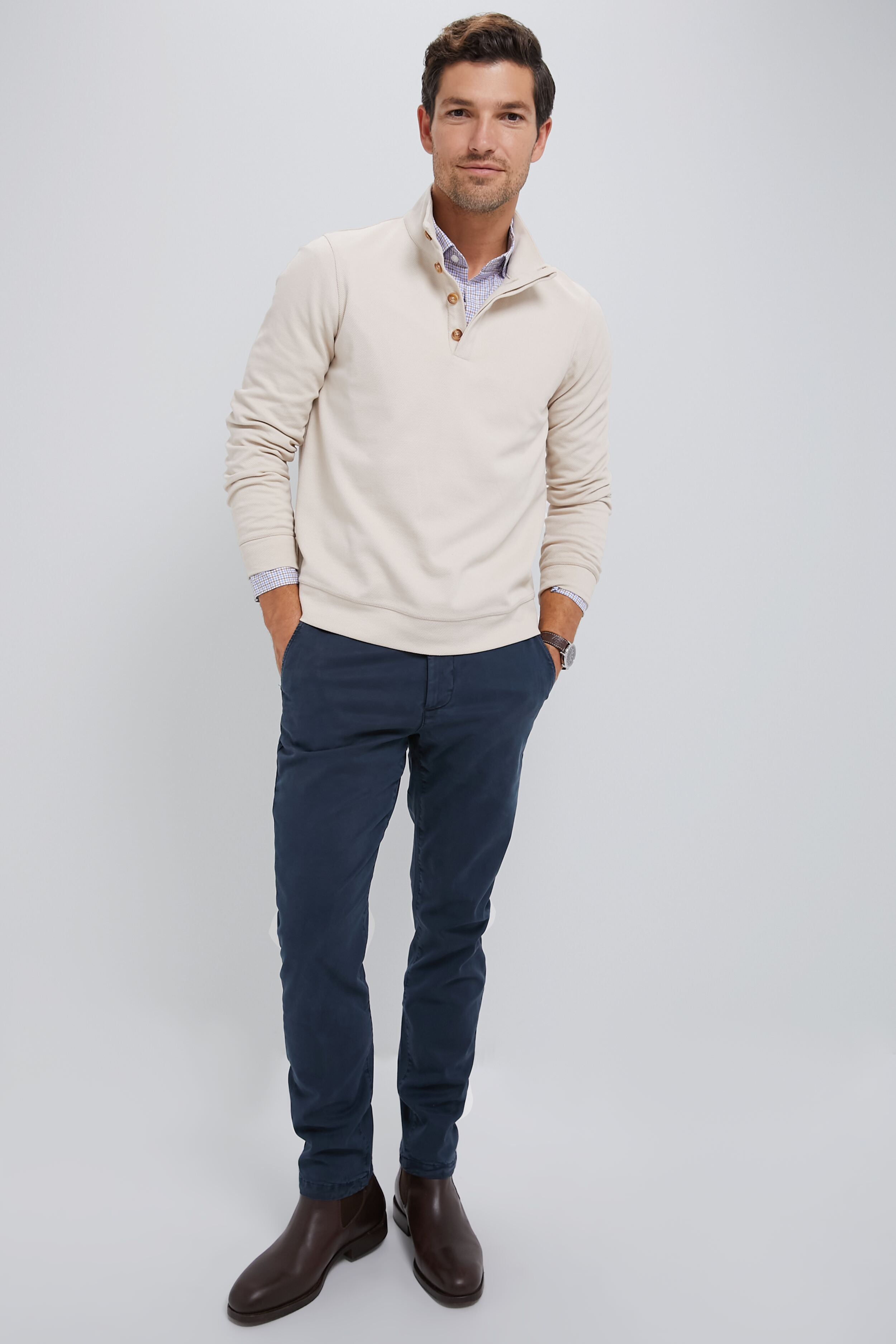 Blue Nights Coastline Chino Pants for Men - Comfortable Slim Fit Casual Trousers - Perfect for Office, Travel & Outdoor Activities