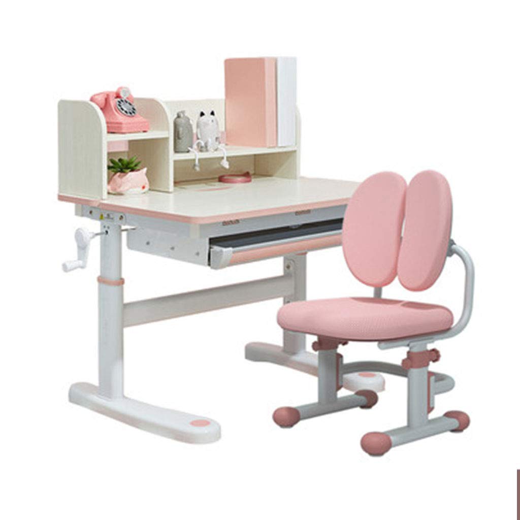 Adjustable Kids Desk and Chair Set with Bookshelf - Ergonomic Writing & Learning Table for Children, Height Adjustable, Durable Scrubbable Surface, Comfortable Seat Cushion - Perfect for Homework, Reading, and Study Room Organization