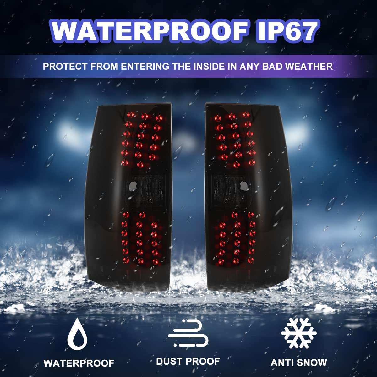 Nixon Offroad LED Tail Light Assembly - Smoked Lens Compatible with 2007-2014 Chevy Suburban 1500/2500 & Tahoe | Waterproof Brake Lights for Off-Roading, Camping & Night Driving
