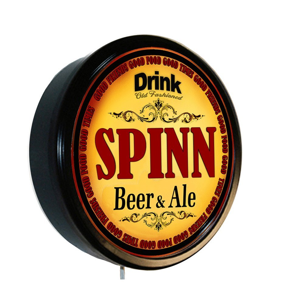 Vintage Golden Oldies Clocks SPINN Beer and Ale Cerveza Lighted Wall Sign - Retro Bar Decor for Home, Pub & Man Cave