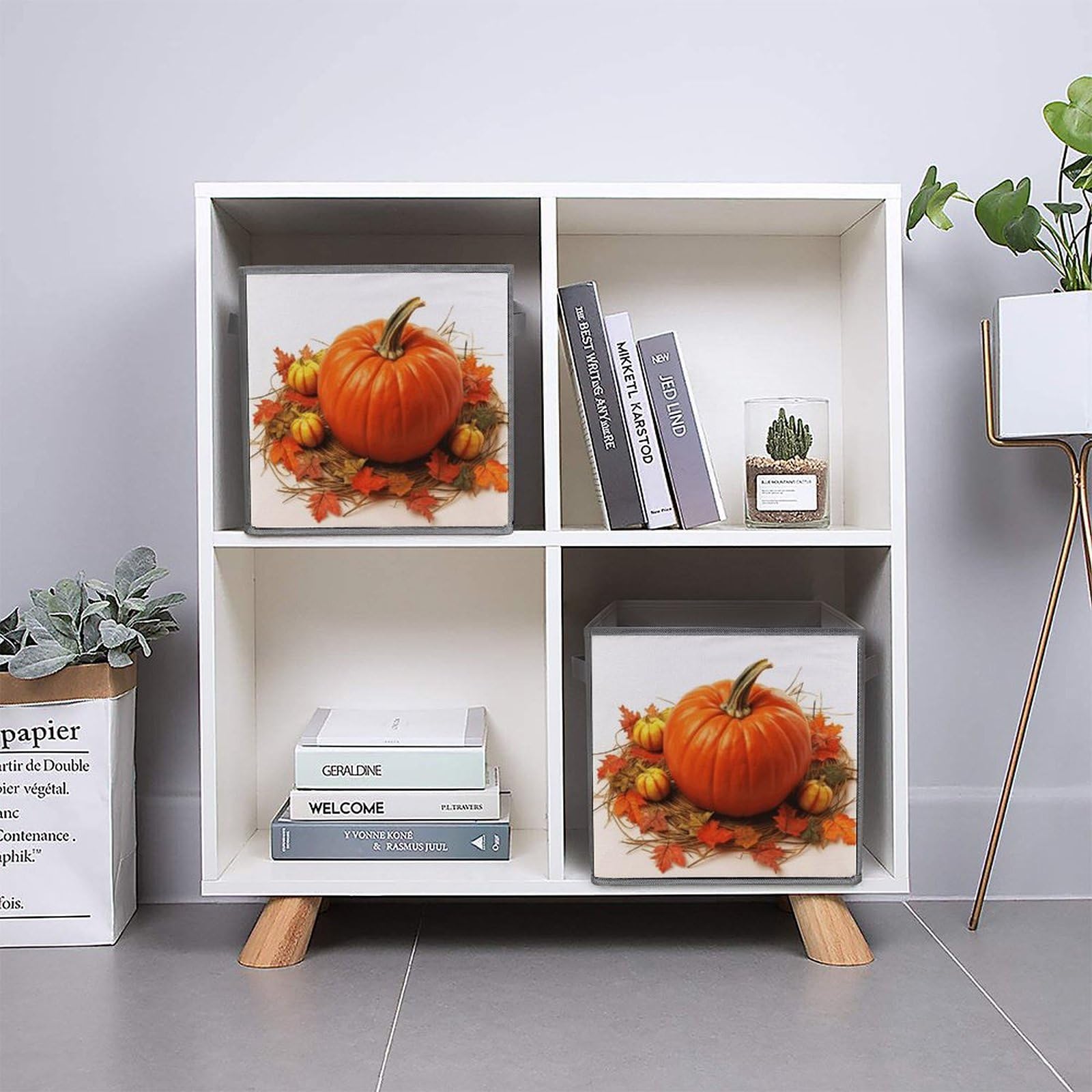 2PCS Pumpkin Storage Bins - Foldable Large Capacity Organizers for Home Office Playroom