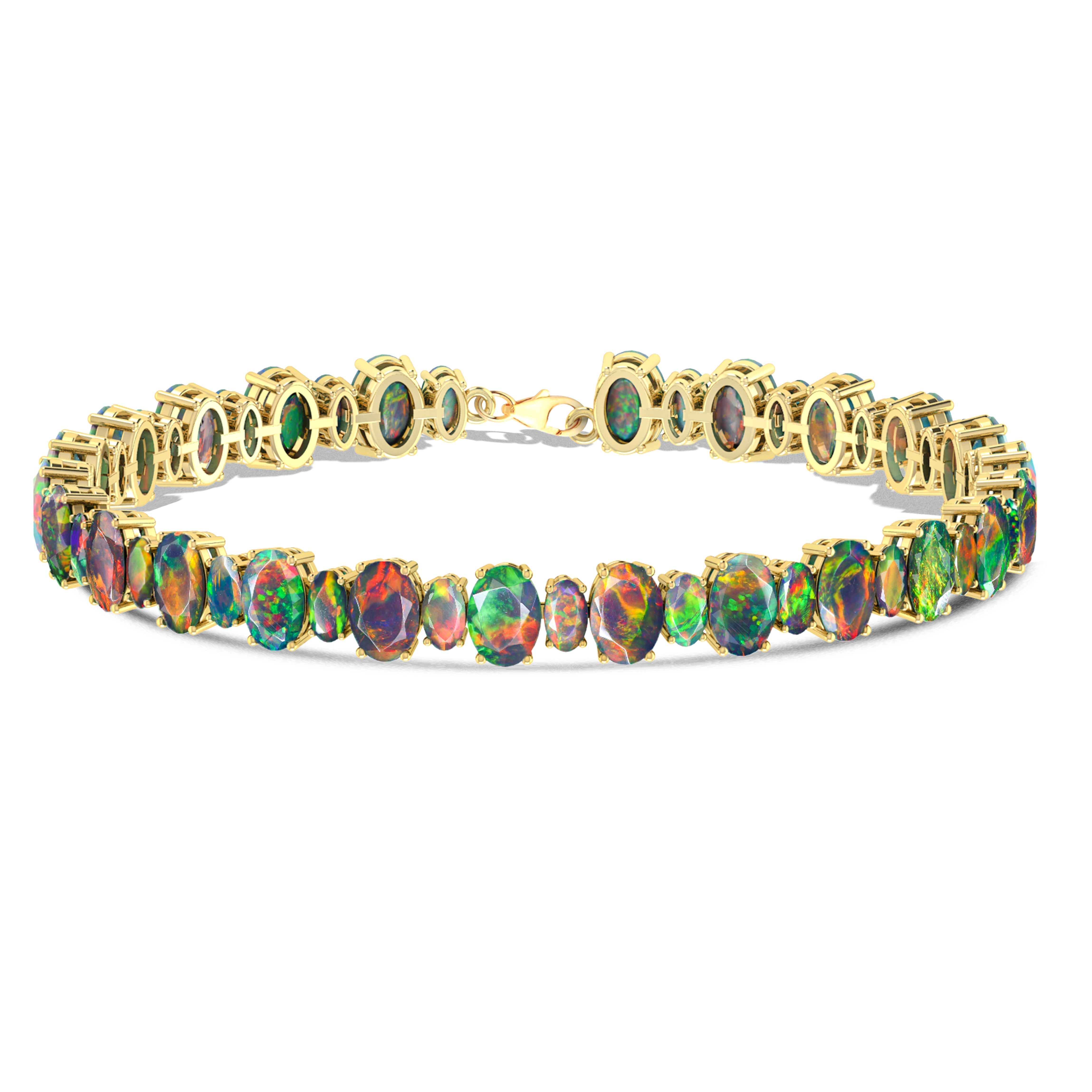 Lavender Fire Opal Oval Gemstone Bracelet for Women - Healing Crystal Jewelry for Meditation, Yoga & Spiritual Gifts