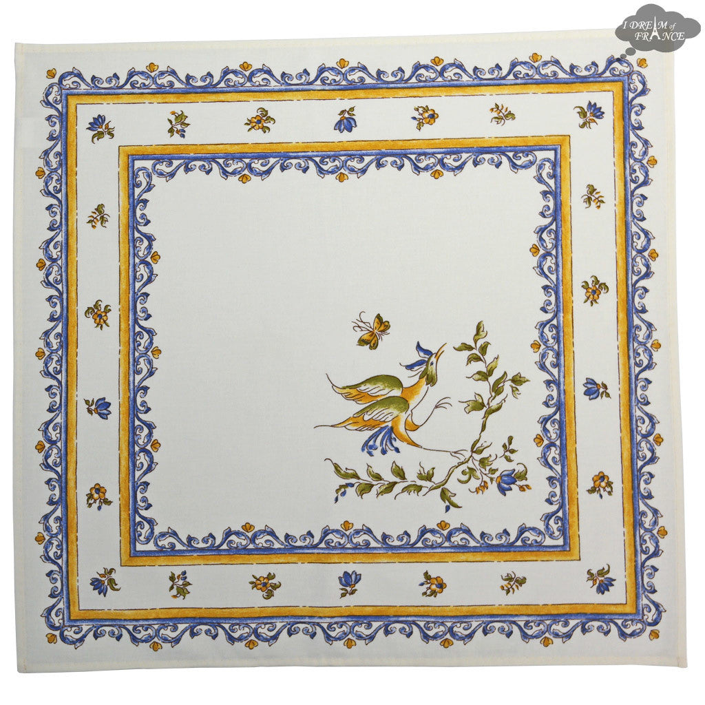 Premium French Cotton Napkins - Blue & Cream Table Linens by Tissus Toselli for Elegant Dining & Home Decor