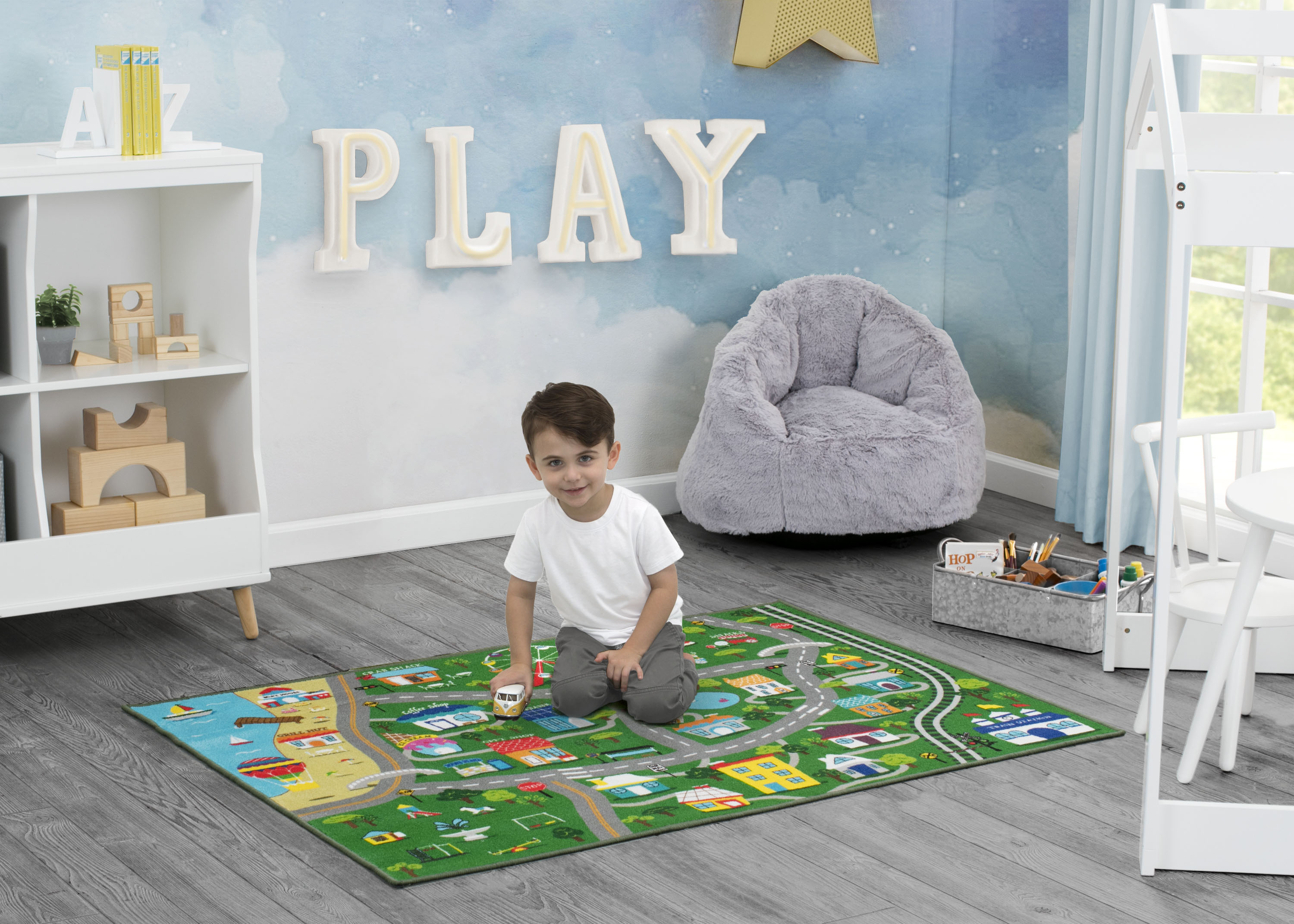 Large 54x39 Inch Road Map Activity Rug for Kids - Playroom & Classroom Educational Carpet for Boys and Girls - Perfect for Learning Geography & Pretend Play